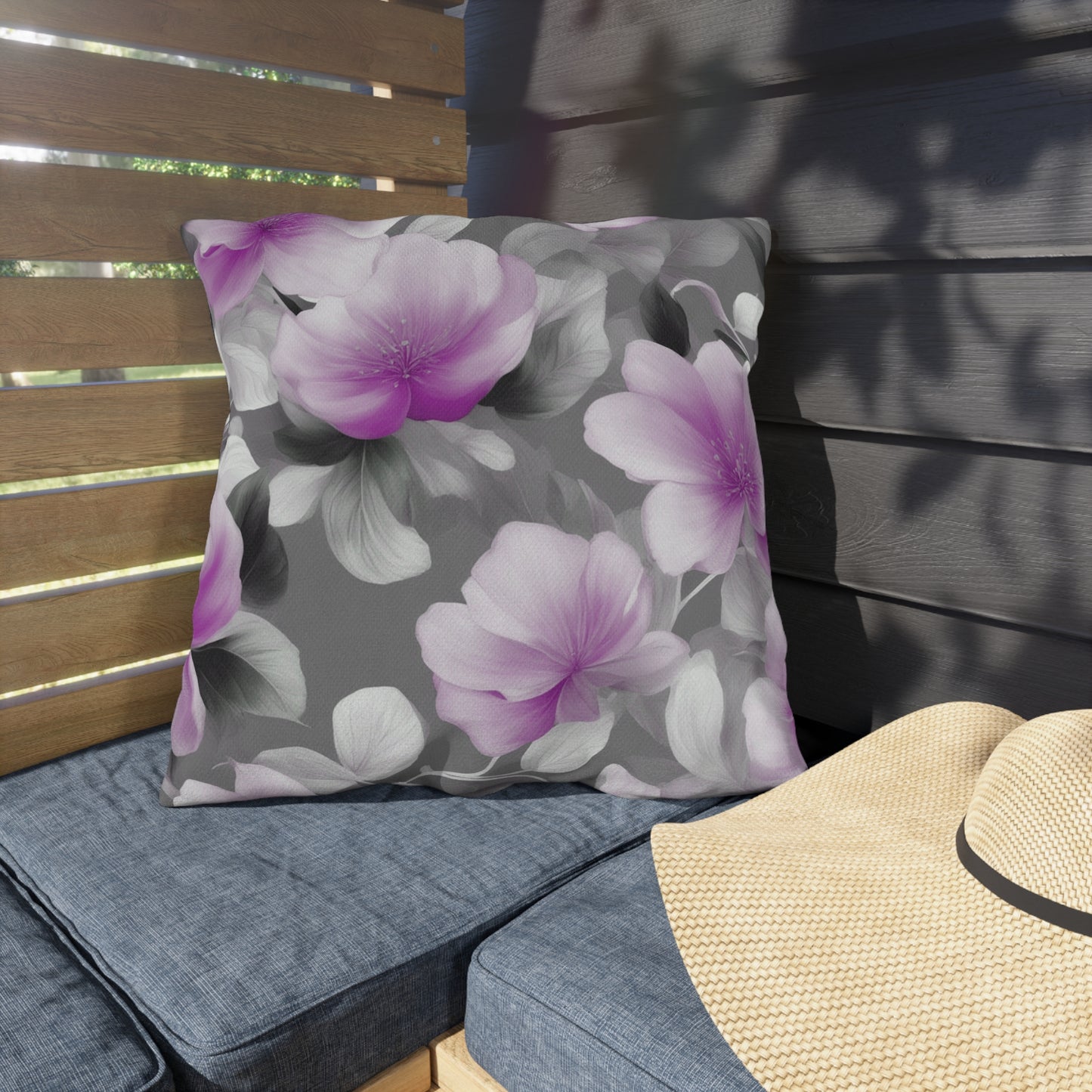 Purple Blossom Floral Bunch 20" x 20" Outdoor Pillow