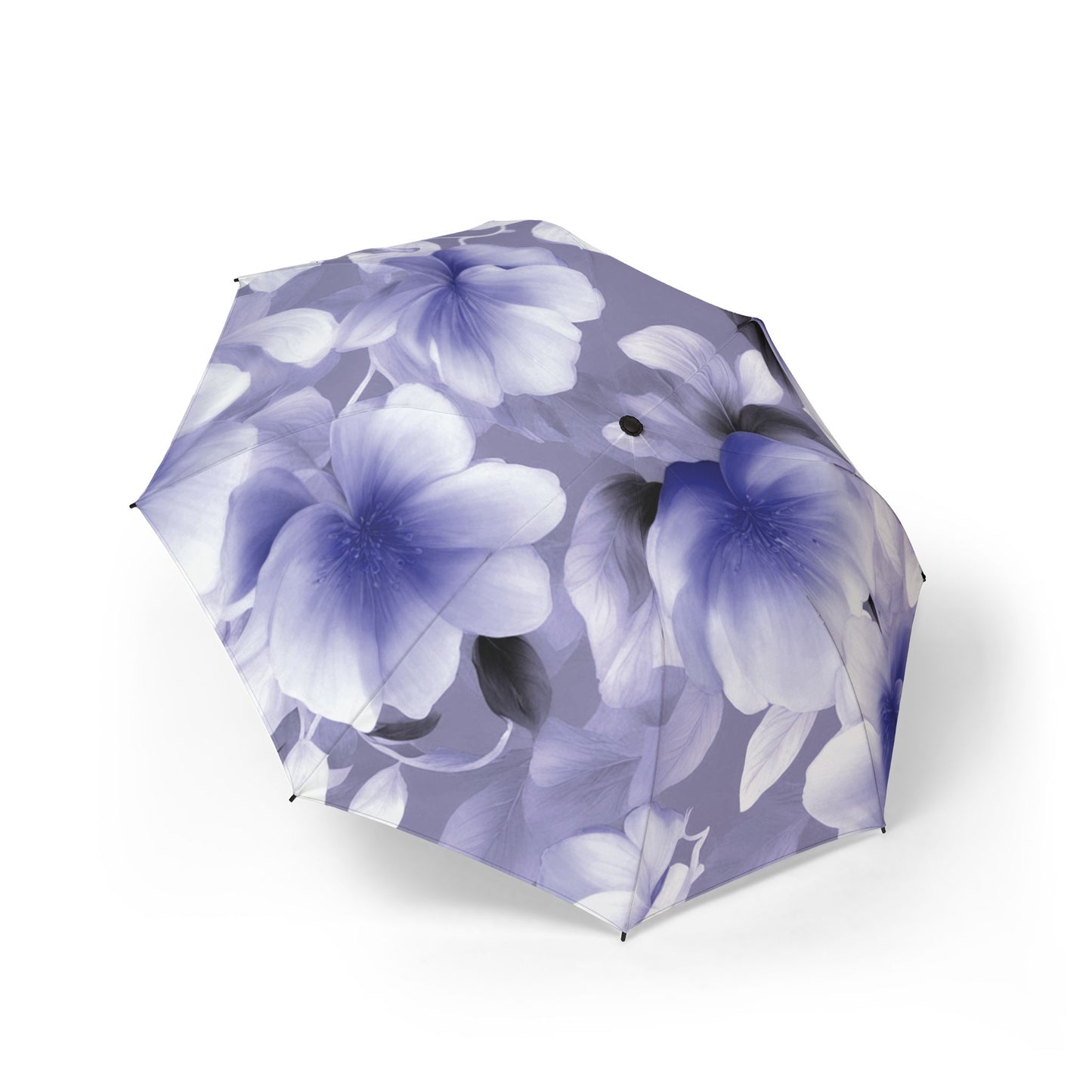 Indigo Blossom Floral Bunch Foldable Umbrella - Compact & Chic