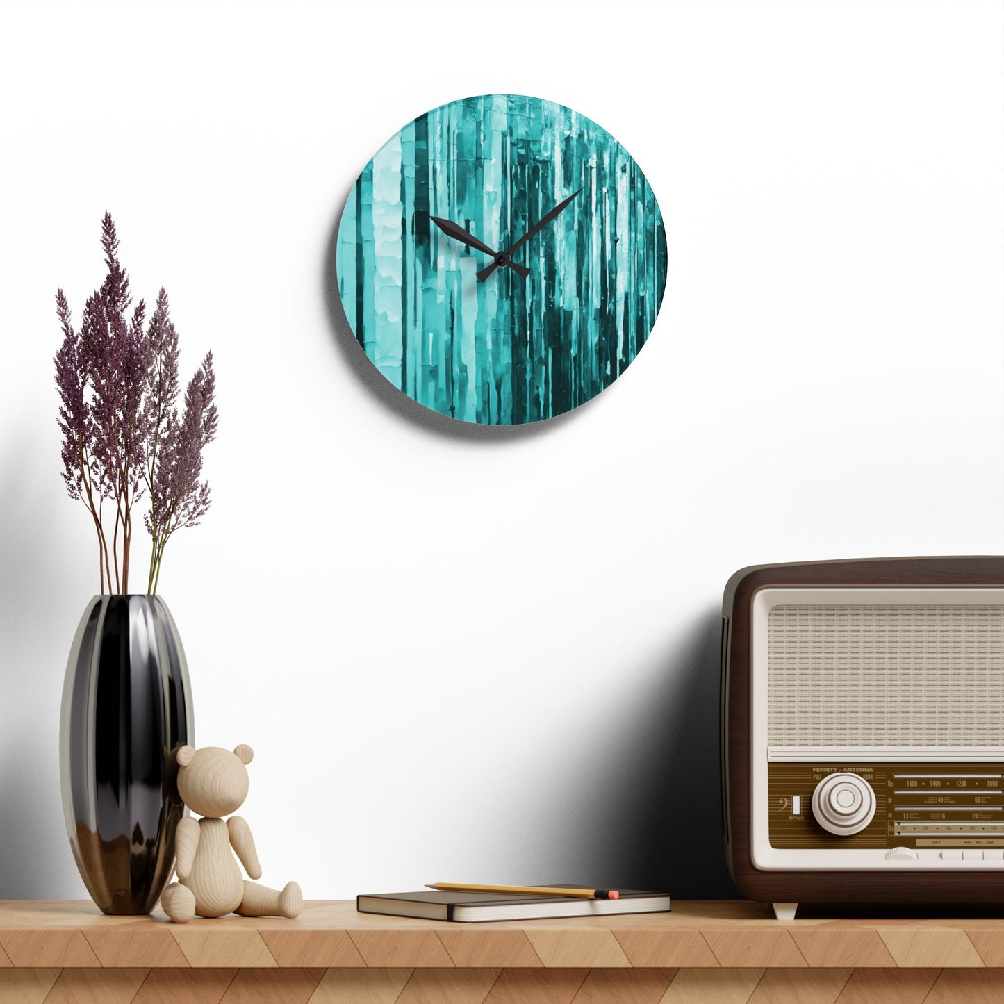 Striped Tif Acrylic Wall Clock, Round or Square, 10.75" x 10.75"