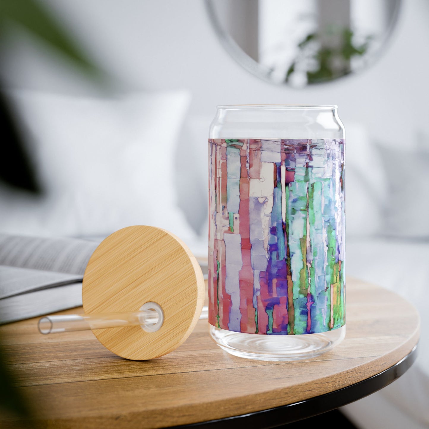 Striped Pastels Sipper Glass, 16oz