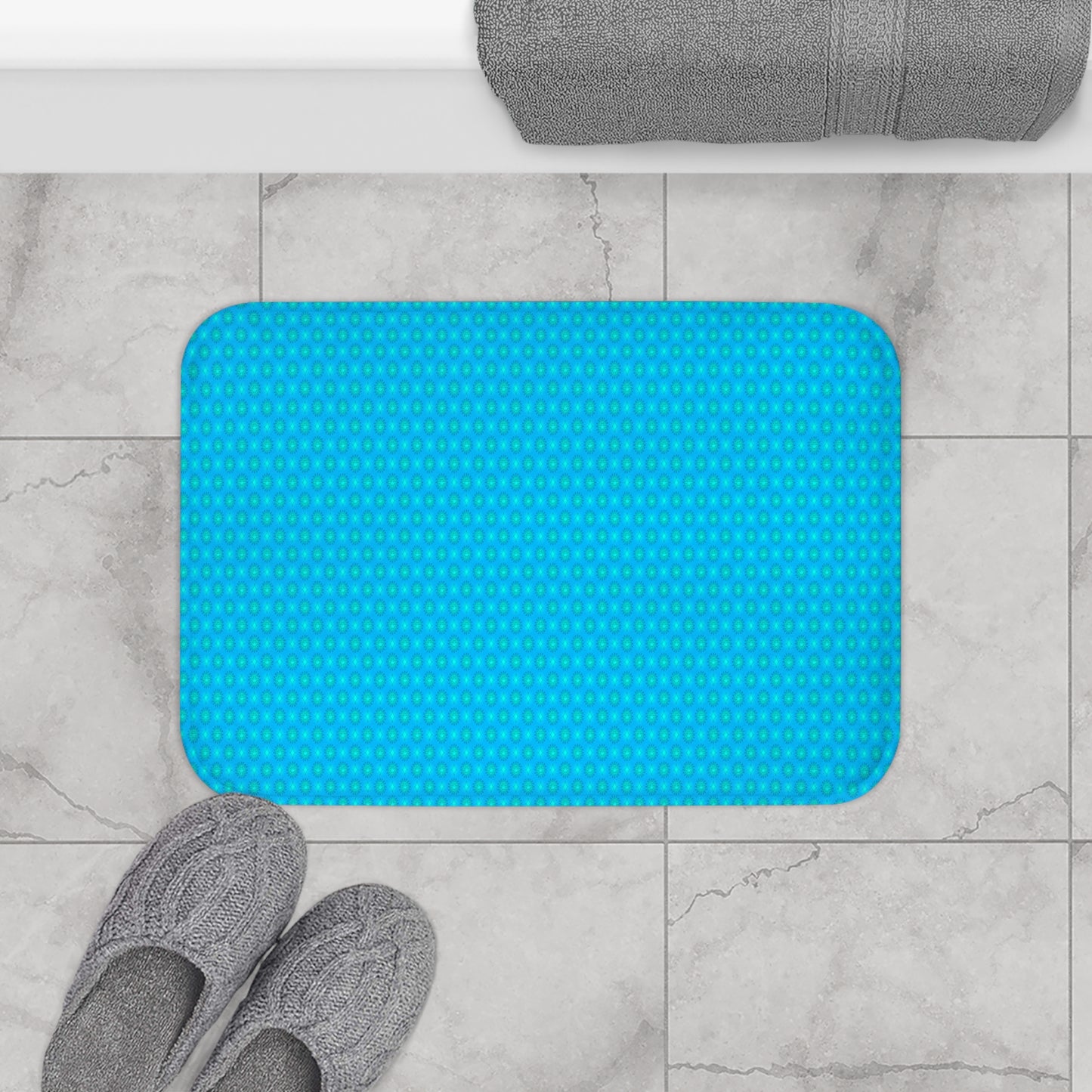 Blue Green Star-crossed Bodies 24" x 17" Bath Mat