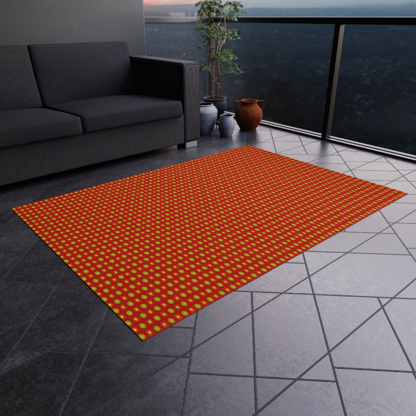 Late Evening Star-crossed Bodies Outdoor Rug, 60" x 84"