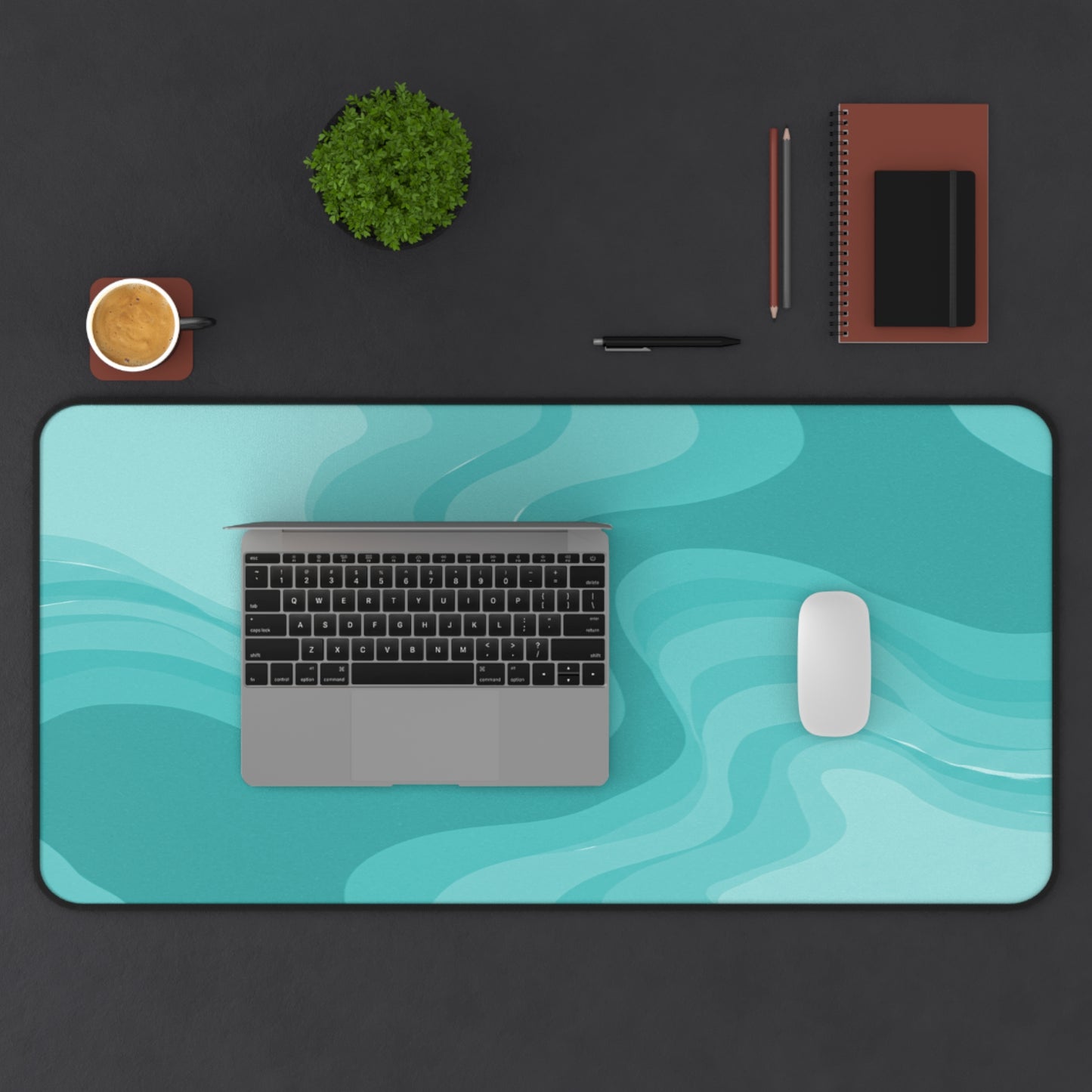 Tif Green Wavey 16" x 32" Desk Mat