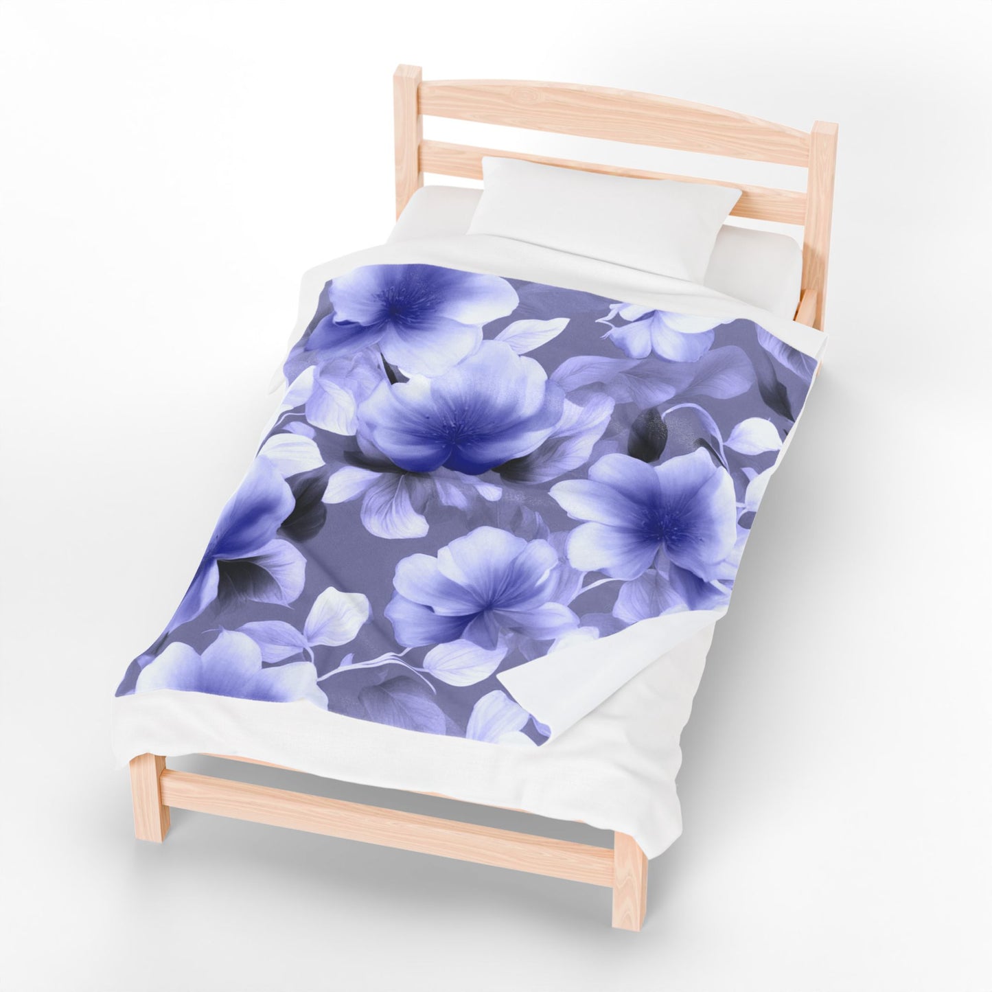 Indigo Blossom Floral Bunch Velveteen Plush Blanket, 50" x 60"