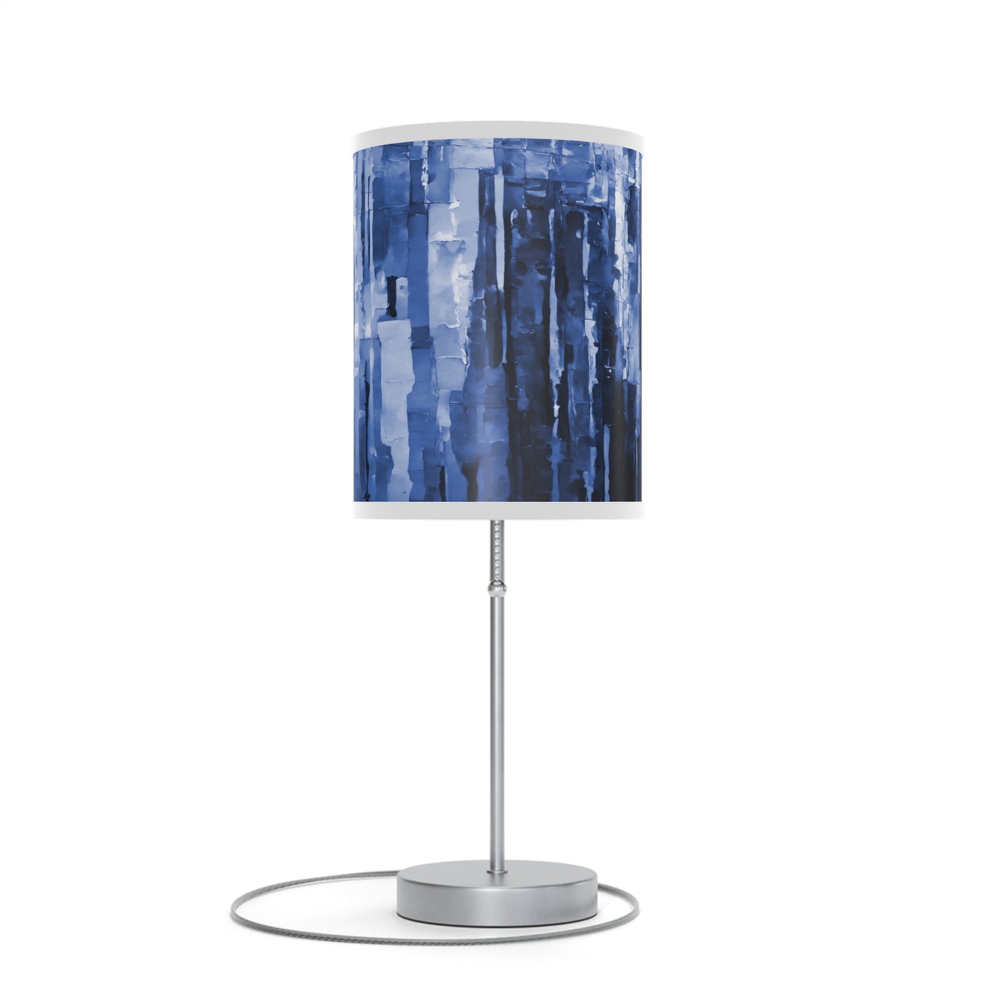 Striped Deep Blue Table Lamp on a White or Silver Stand, US|CA plug