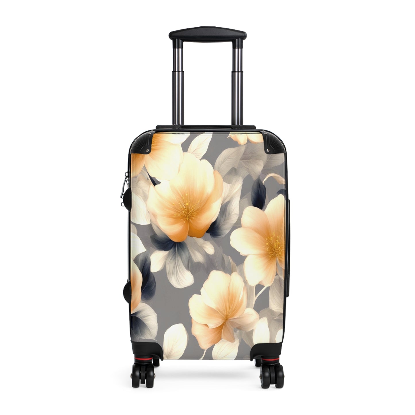 Soft Blossom Floral Bunch Small Suitcase with built in lock, 4 double-wheels, telescopic handle, and ABS back hard-shell