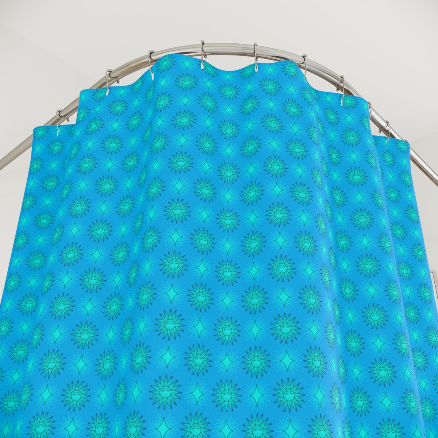 Light Blue Star-crossed Bodies Shower Curtain, 71" x 74"