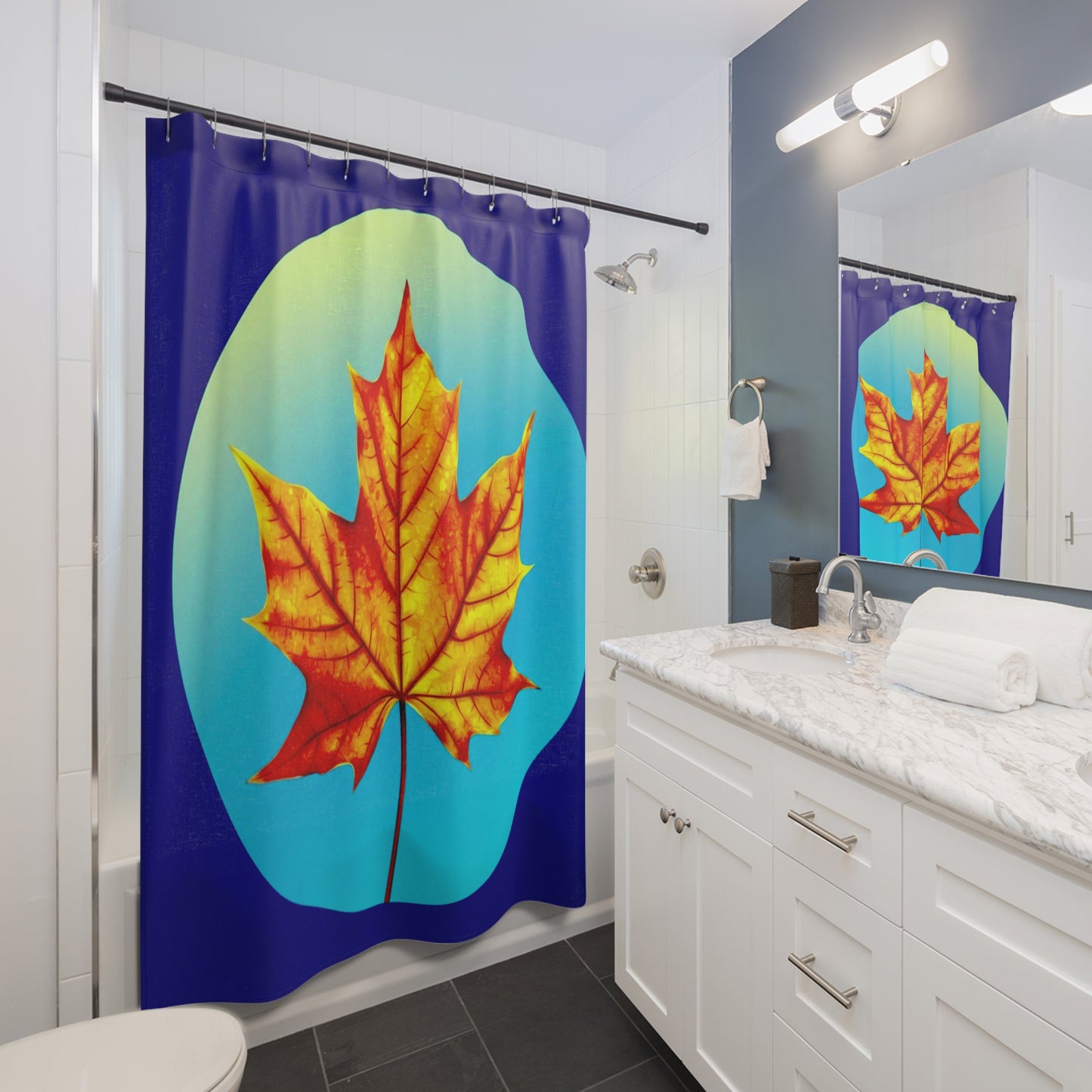 Alpha Maple Leaf Shower Curtains, 71" x 74"