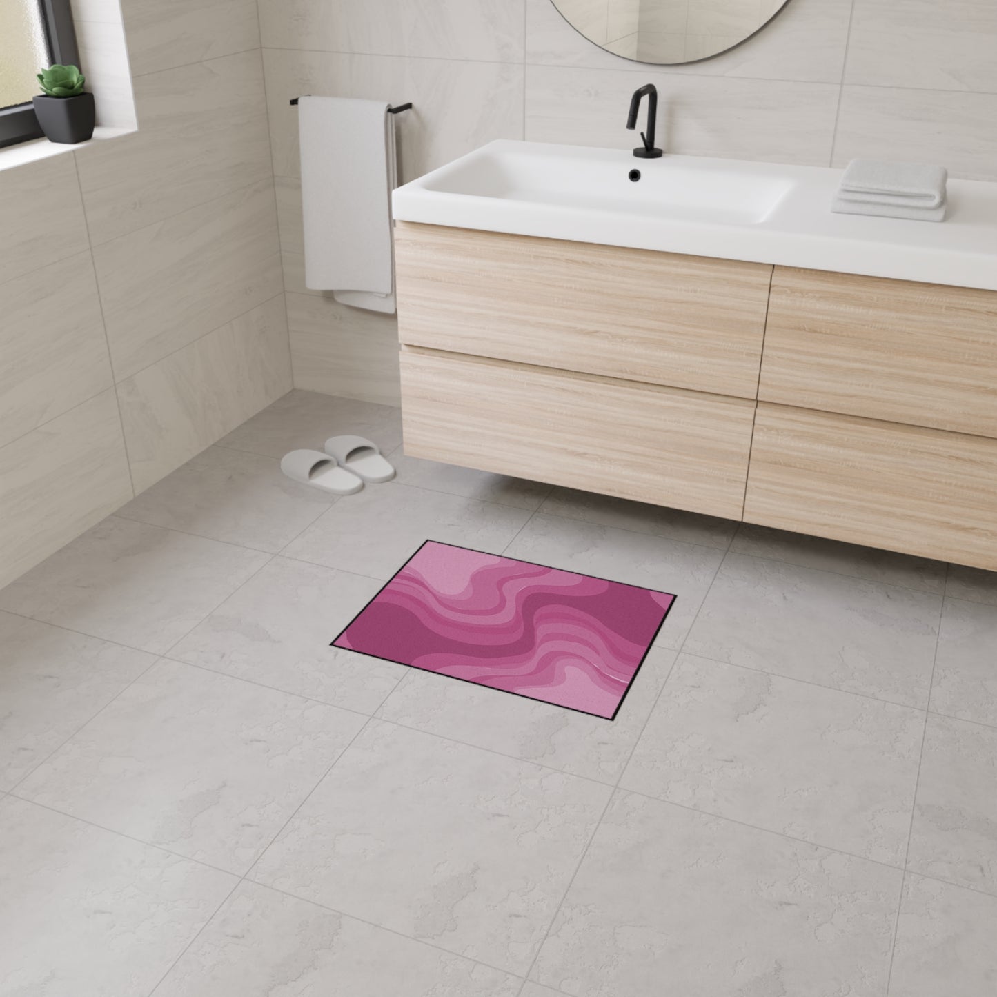 Pinky Mauve Wavey 18" x 24" Heavy Duty Floor Mat