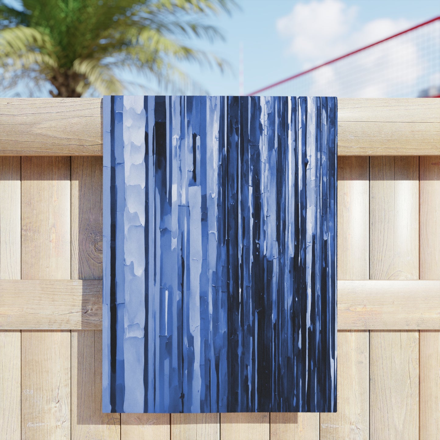 Striped Deep Blue Beach Towel, 24" x 44"