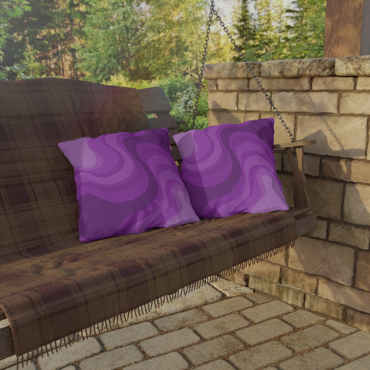 Wavey Purple Wavey 18" x 18" Outdoor Pillow