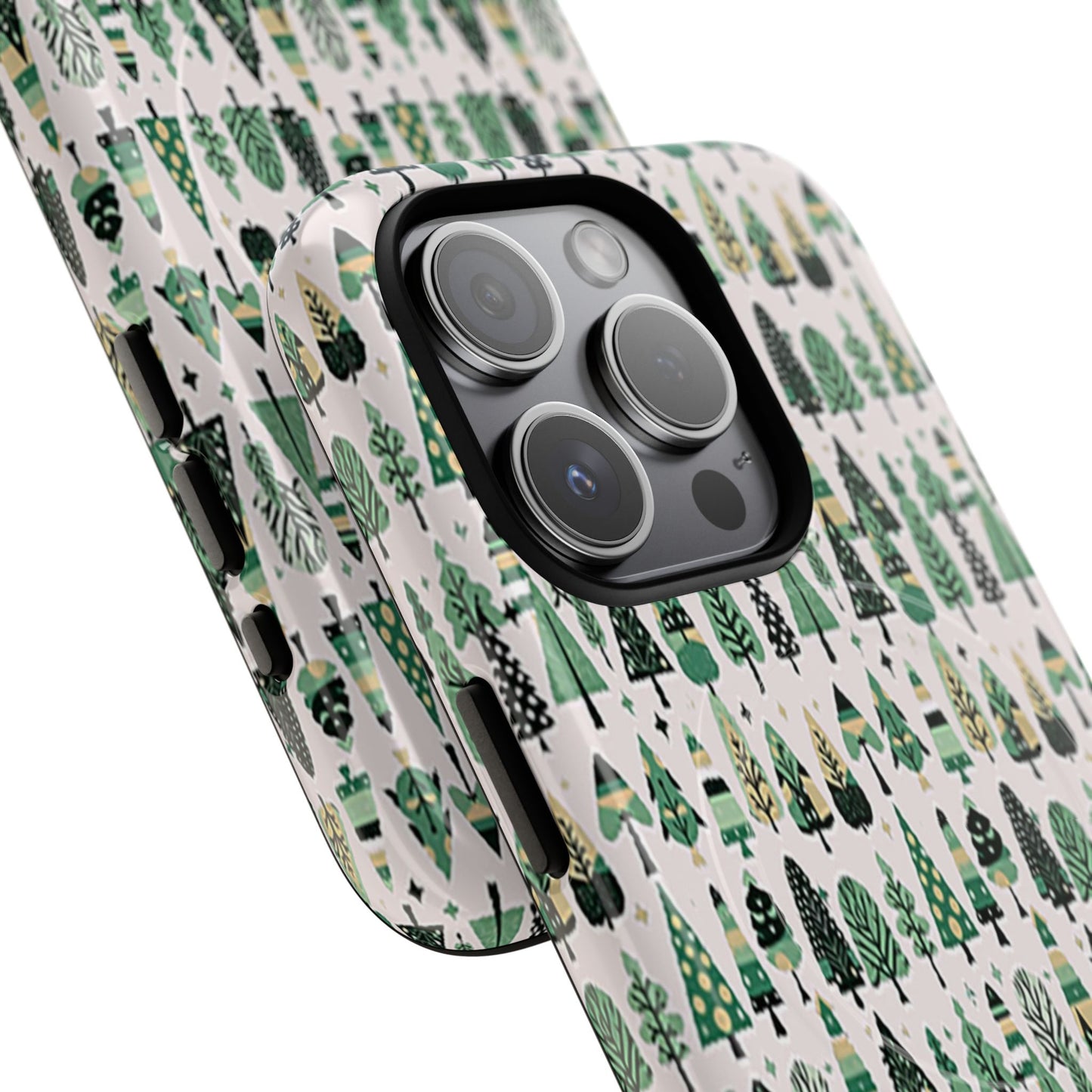 Mini Vintage Green Trees Iphone 15 Pro Tough Magnetic Cases