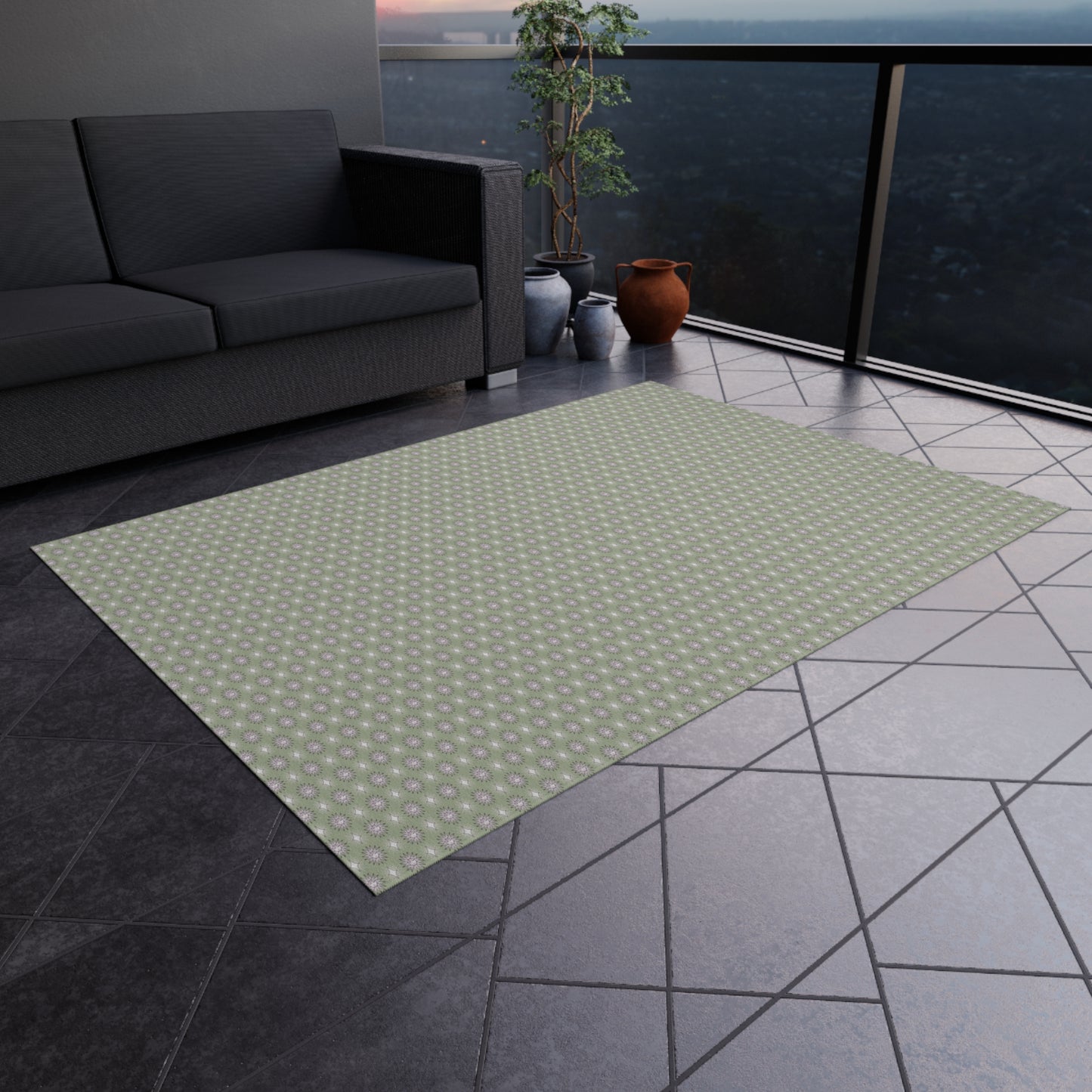Olive Star-crossed Bodies Outdoor Rug, 60" x 84"