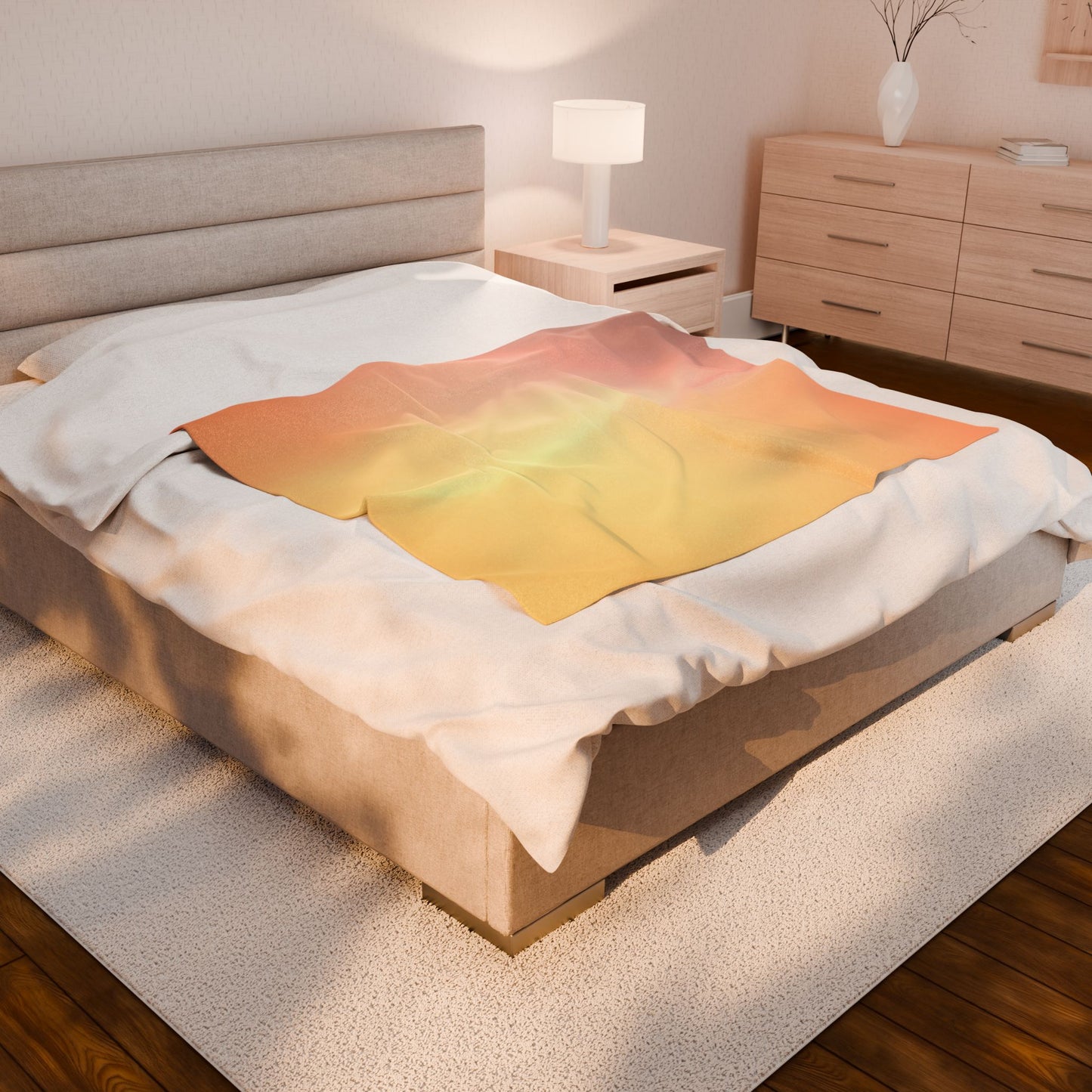 Hot Peach Fade Velveteen Plush Blanket, 50" x 60"