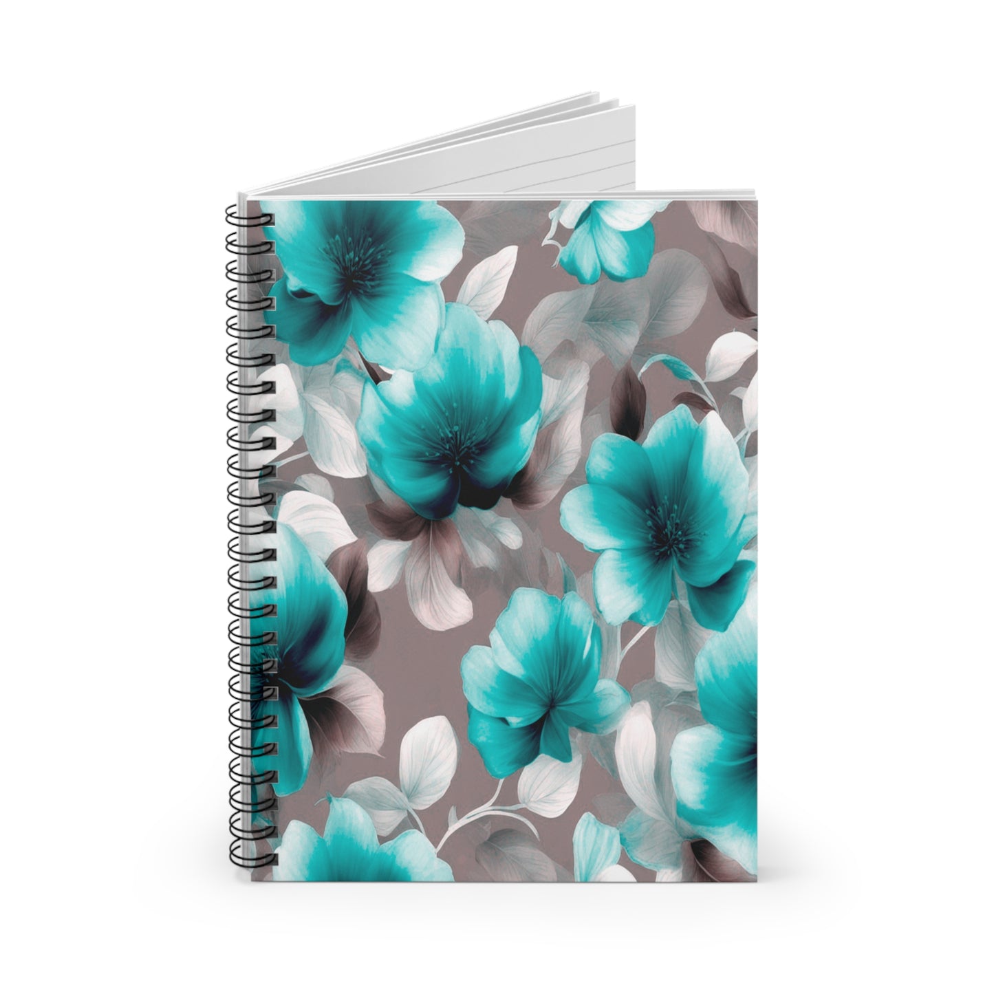 Tif Green Gray Floral Bunch Spiral Notebook - Ruled Line, 6" x 8", 118 pages