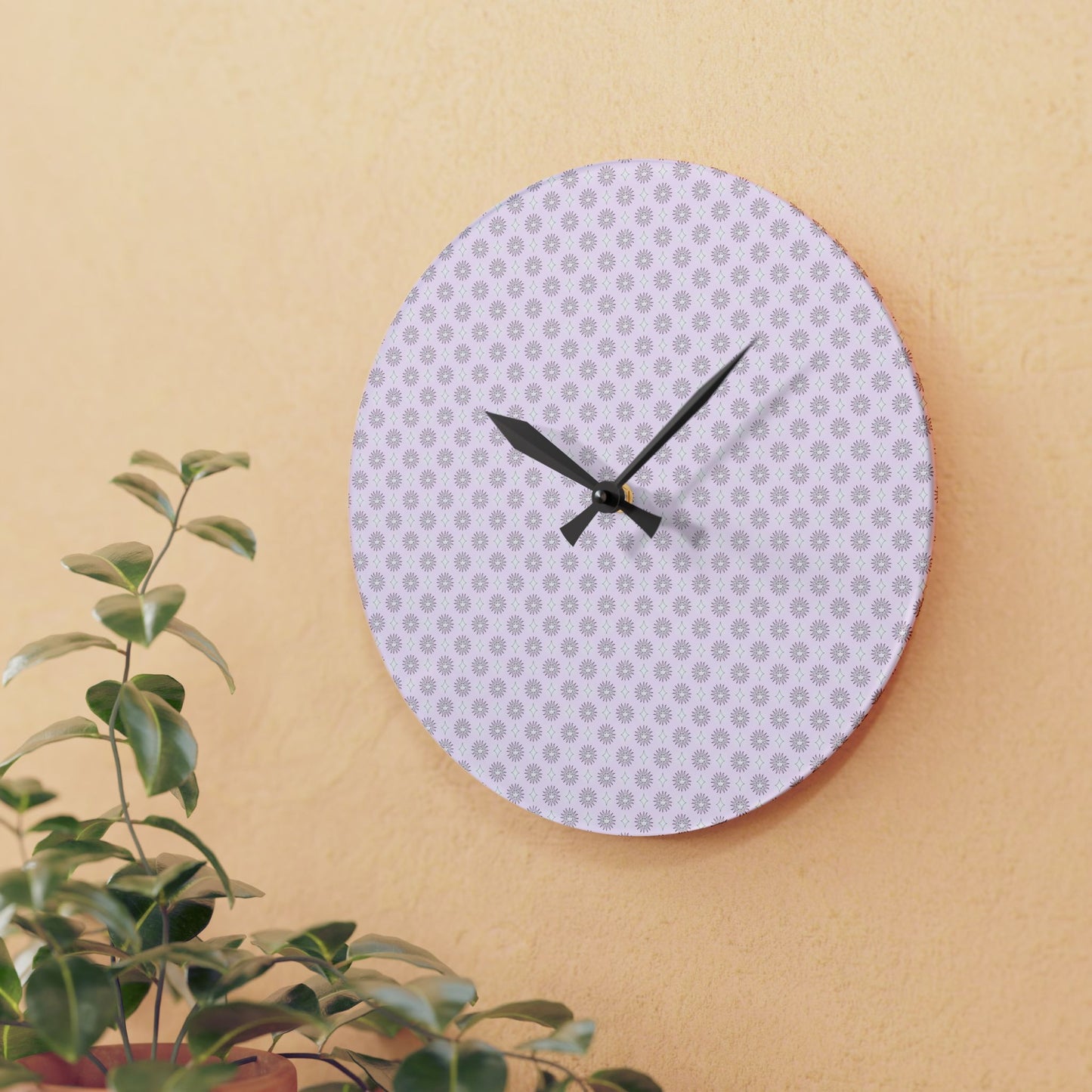 Pink Mornings Star-crossed Bodies Acrylic Wall Clock, Round or Square, 10.75" x 10.75"