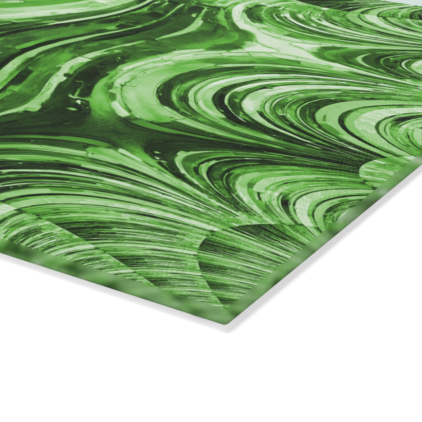 Uzi Spiral Mint Pastel 8" x 11" Glass Cutting Board