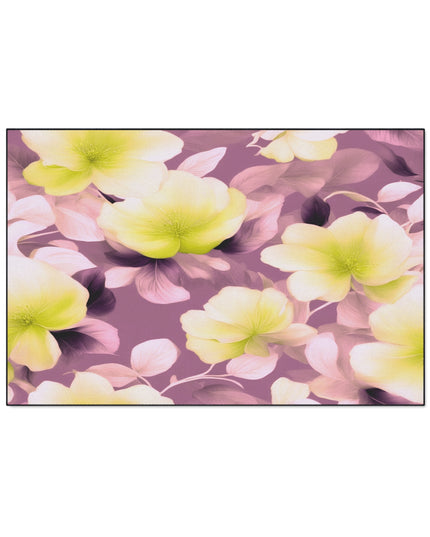 Lemon Blossom Floral Bunch Heavy Duty Floor Mat, 48" x 72"