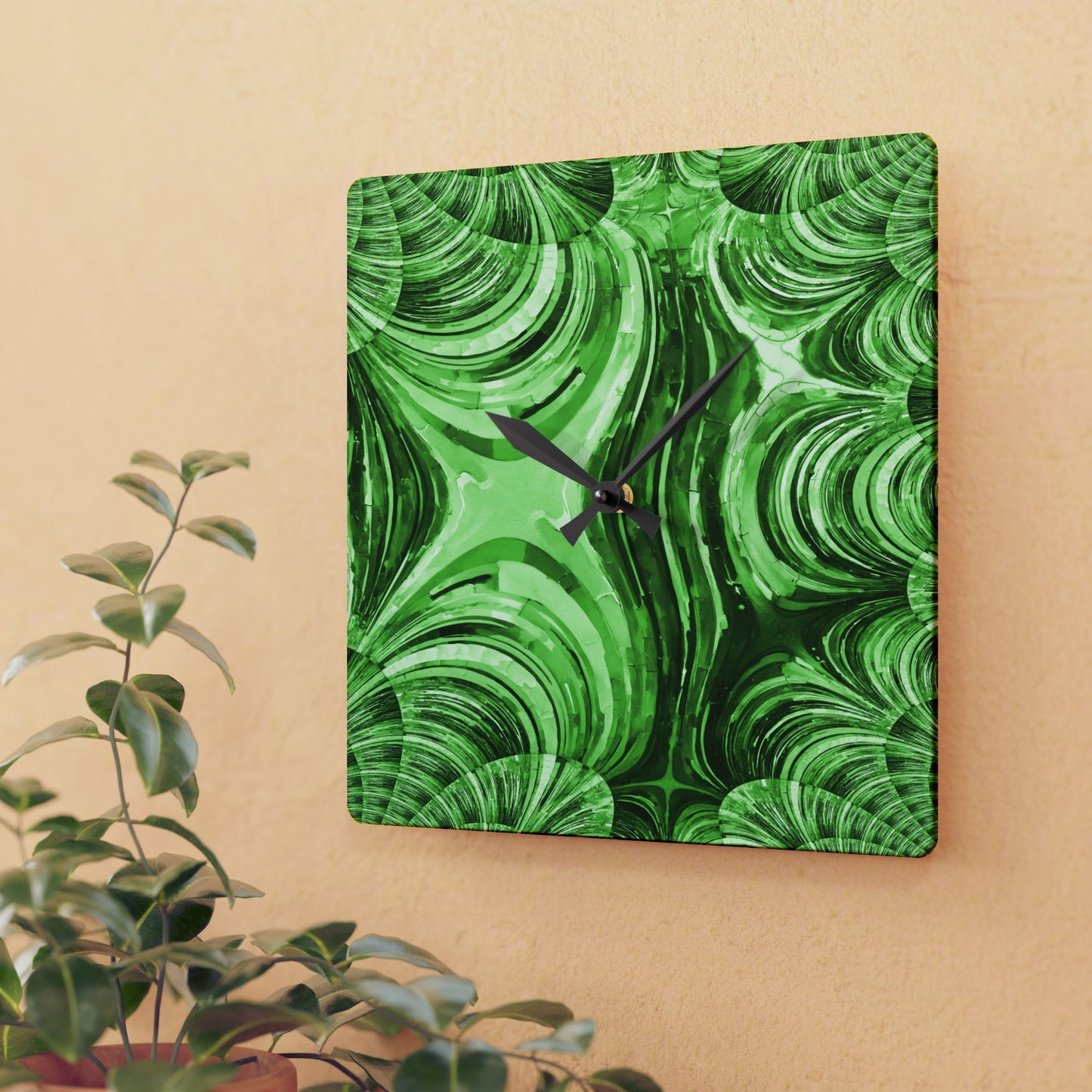 Uzi Spiral Mint Pastel Acrylic Wall Clock, Round or Square, 10.75" x 10.75"