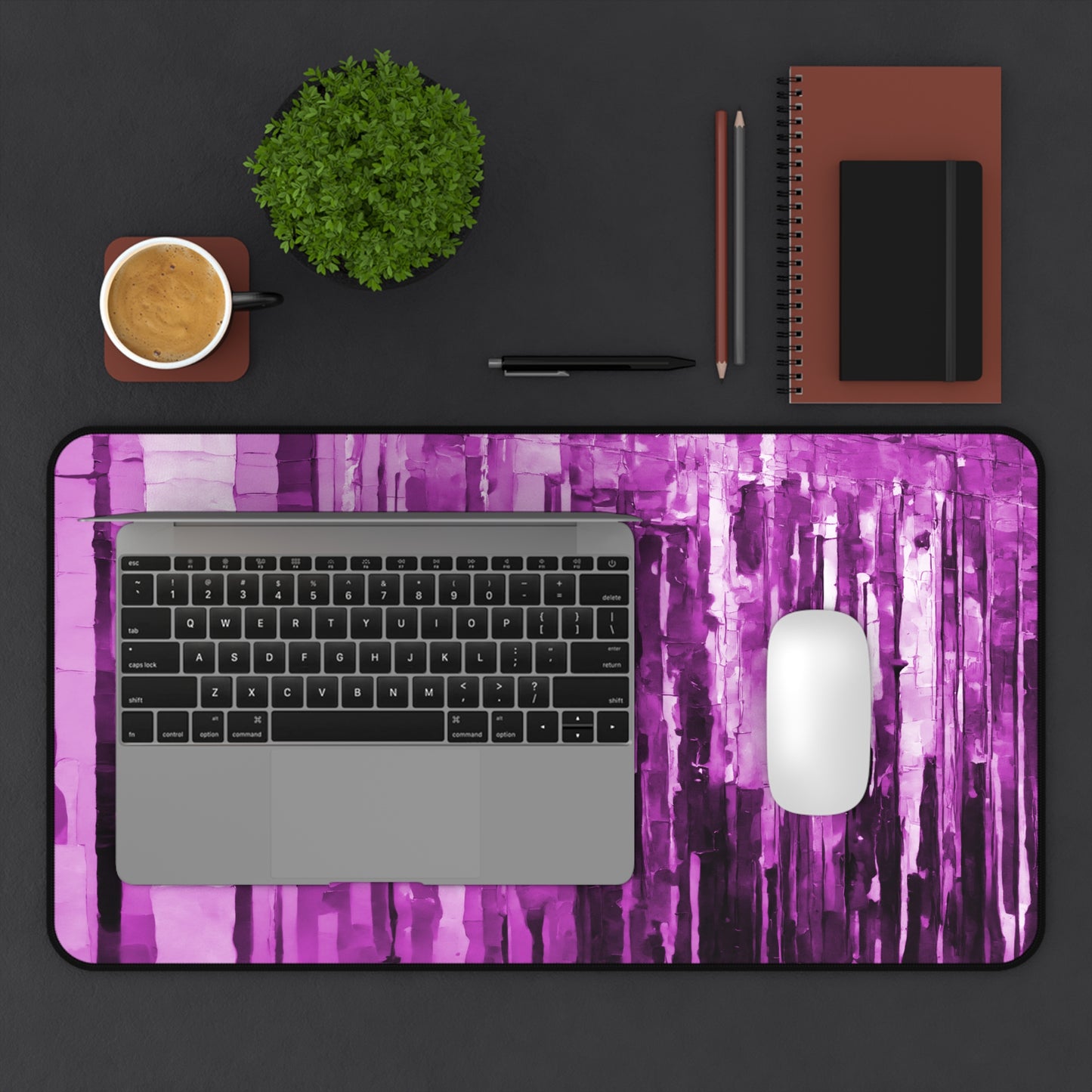 Striped Powder Lavender 12" x 22" Desk Mat