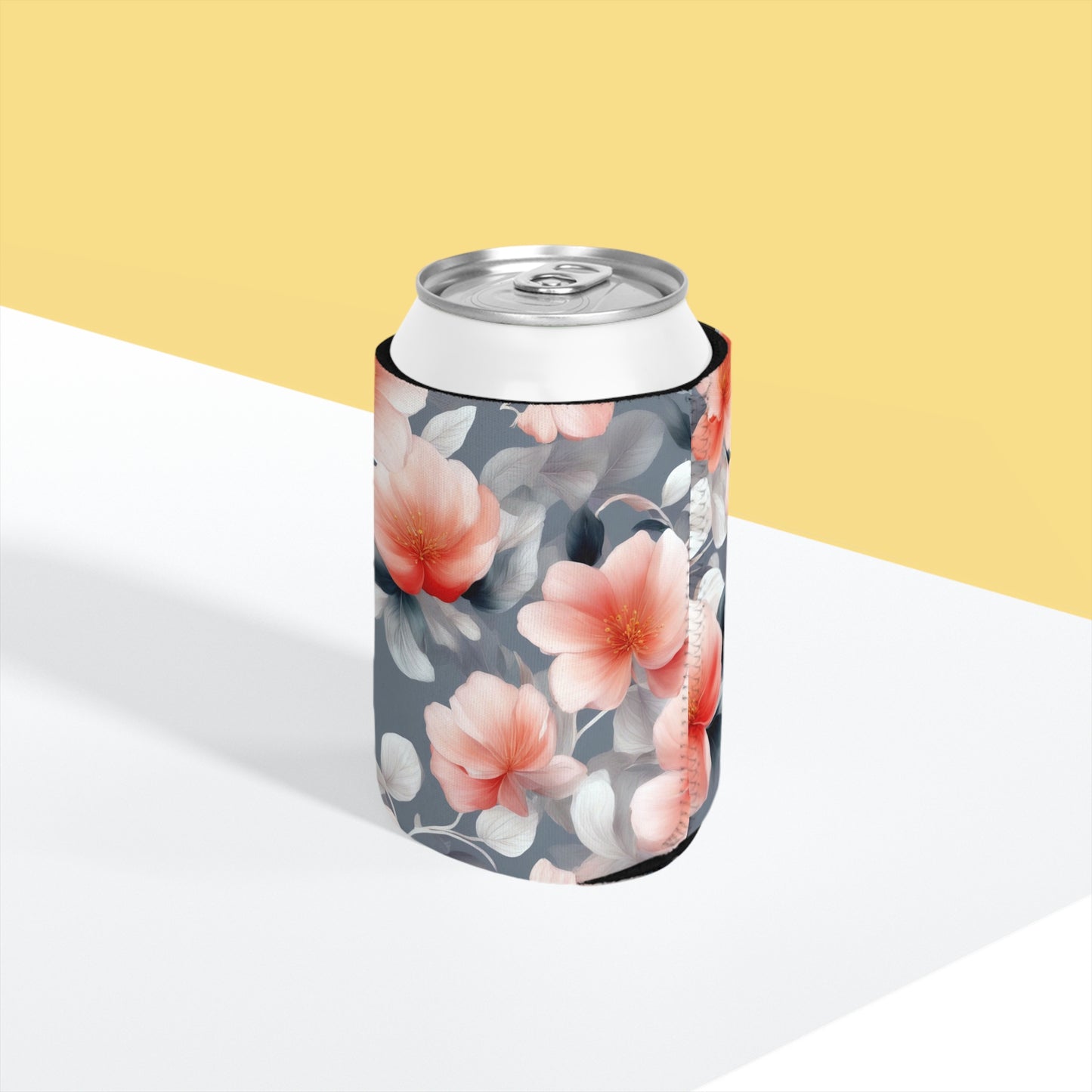 Red Blossom Floral Bunch 12 oz Can Cooler Sleeve