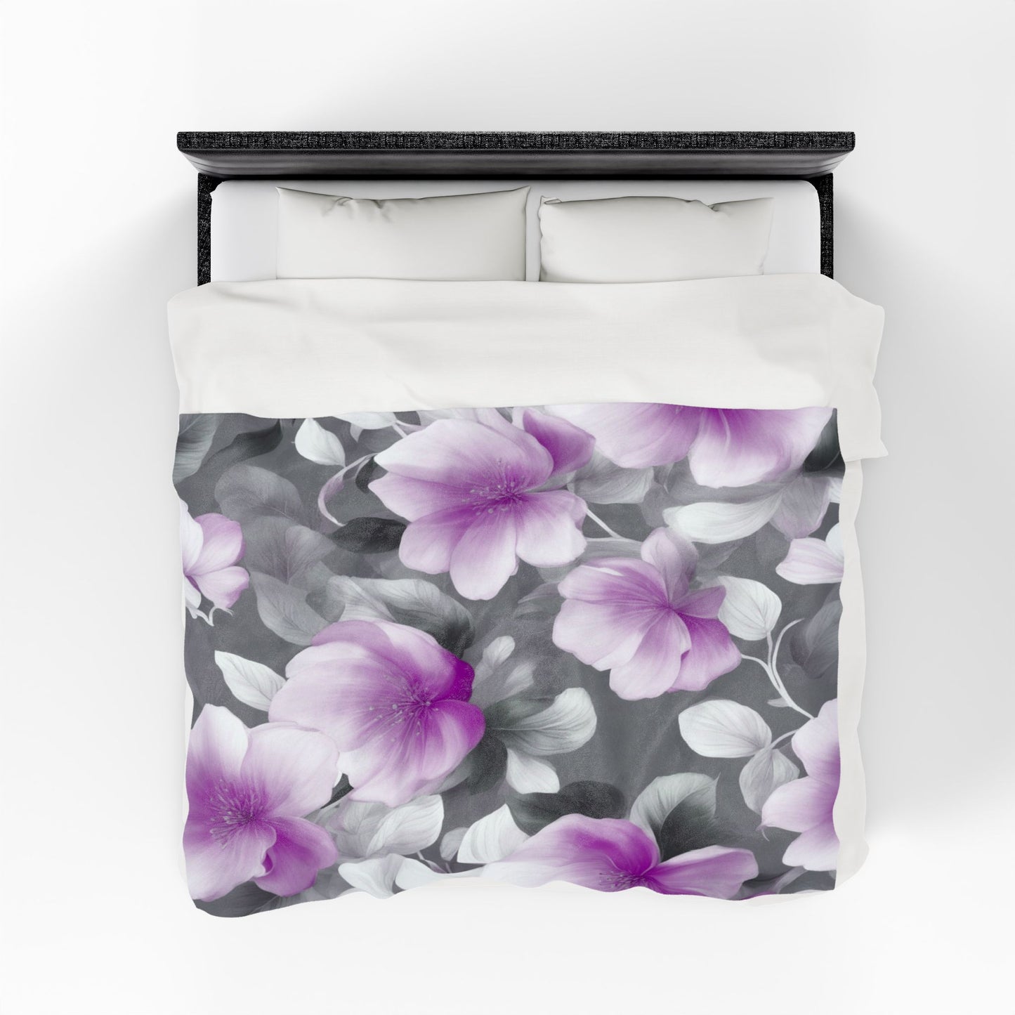 Purple Blossom Floral Bunch Velveteen Plush Blanket, 60" x 80"
