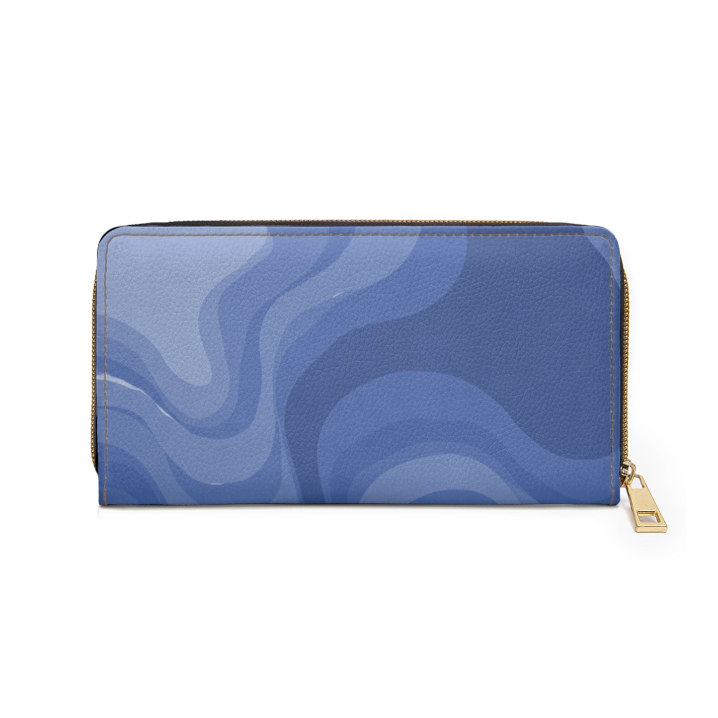 Deep Blue Wavey Elegant Abstract Zipper Wallet - Stylish & Functional Accessory for Everyday Use
