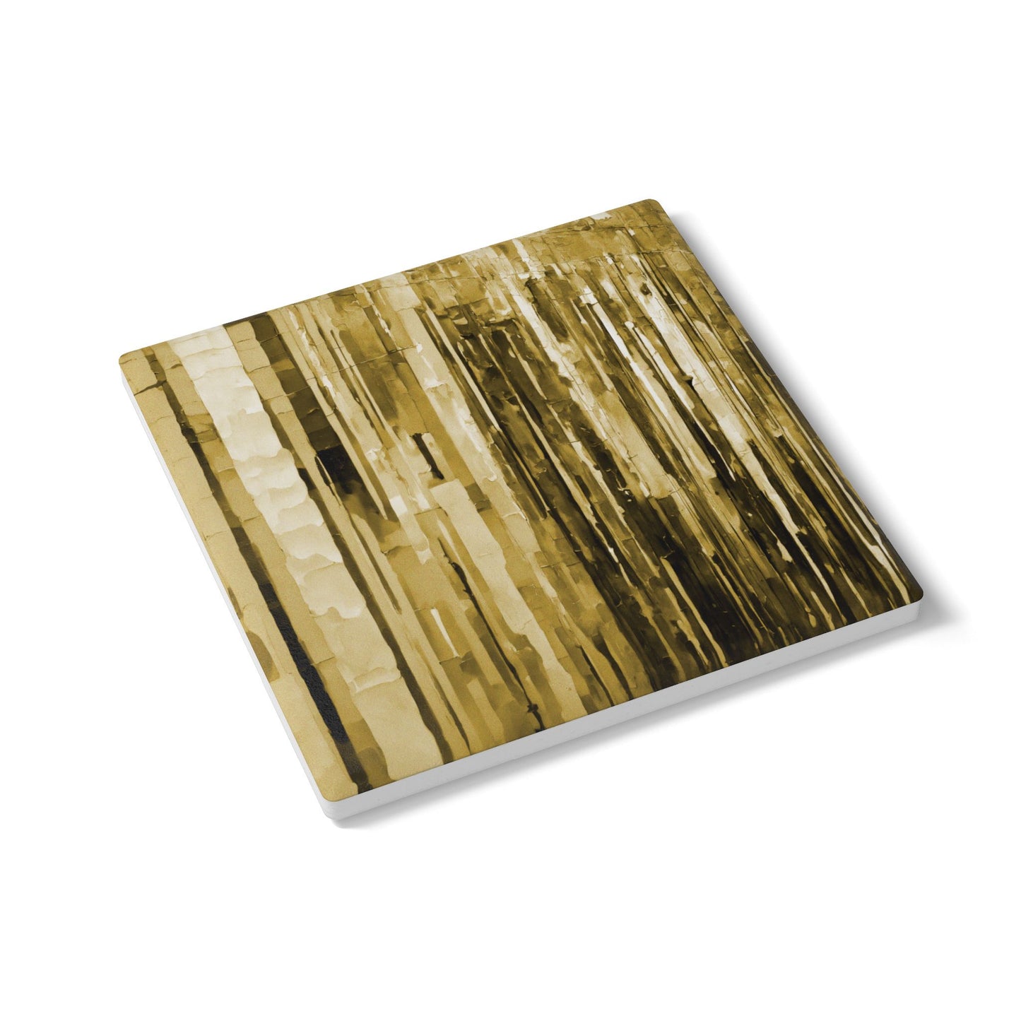 Striped Light Brown 4" x 4" Square Ceramic Coaster