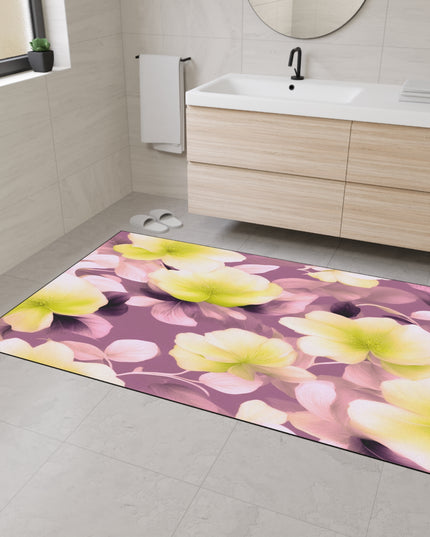 Lemon Blossom Floral Bunch Heavy Duty Floor Mat, 48" x 72"