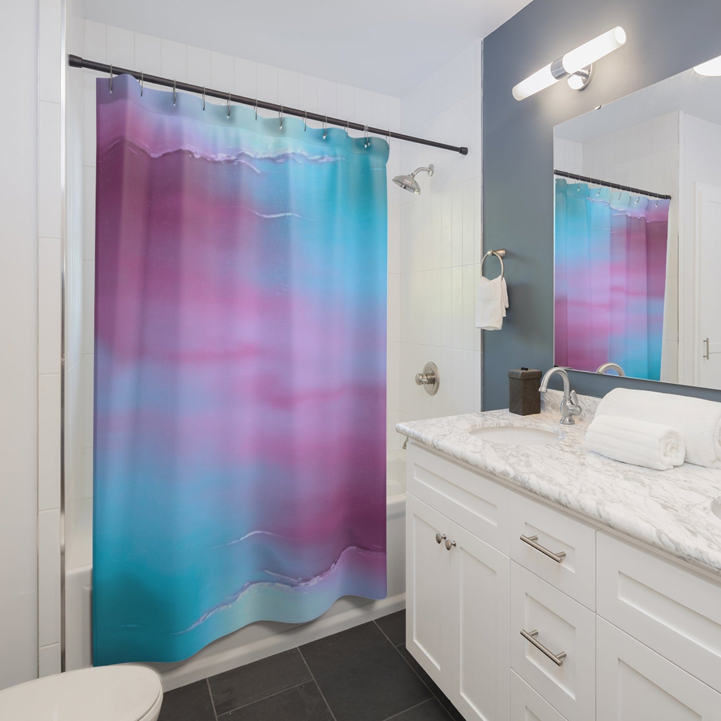 Wine Sea Blue Fog Shower Curtains, 71" x 74"