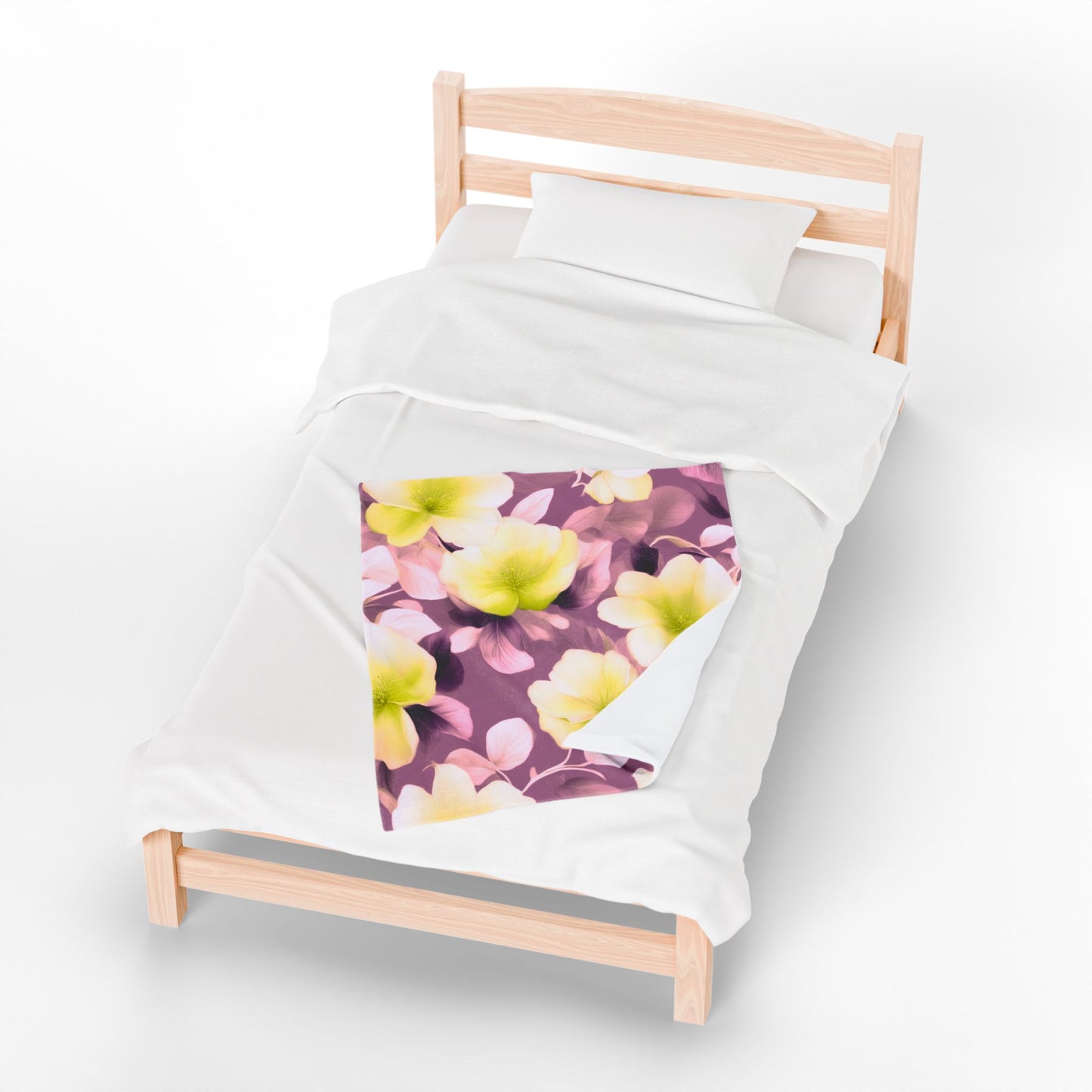 Lemon Blossom Floral Bunch Velveteen Plush Blanket, 30" x 40"