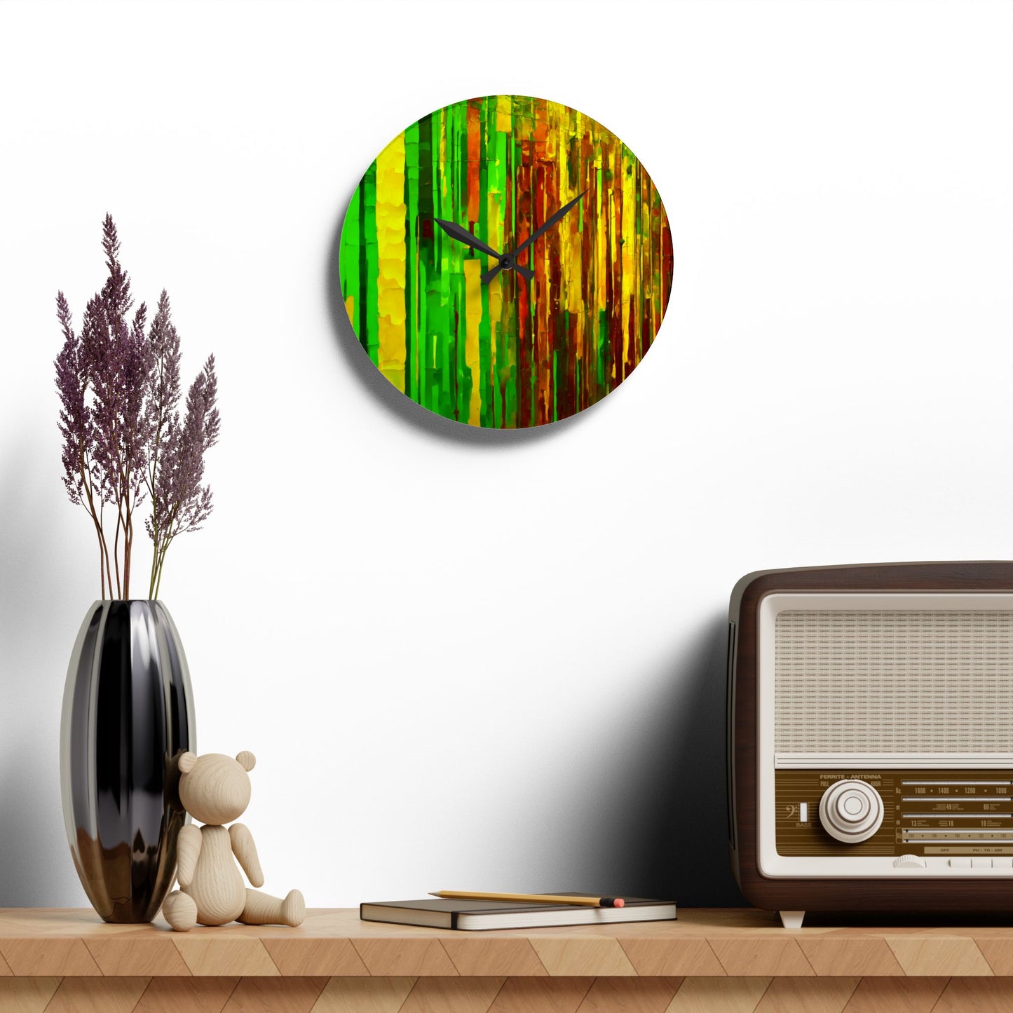Striped Beta Acrylic Wall Clock, Round or Square, 10.75" x 10.75"