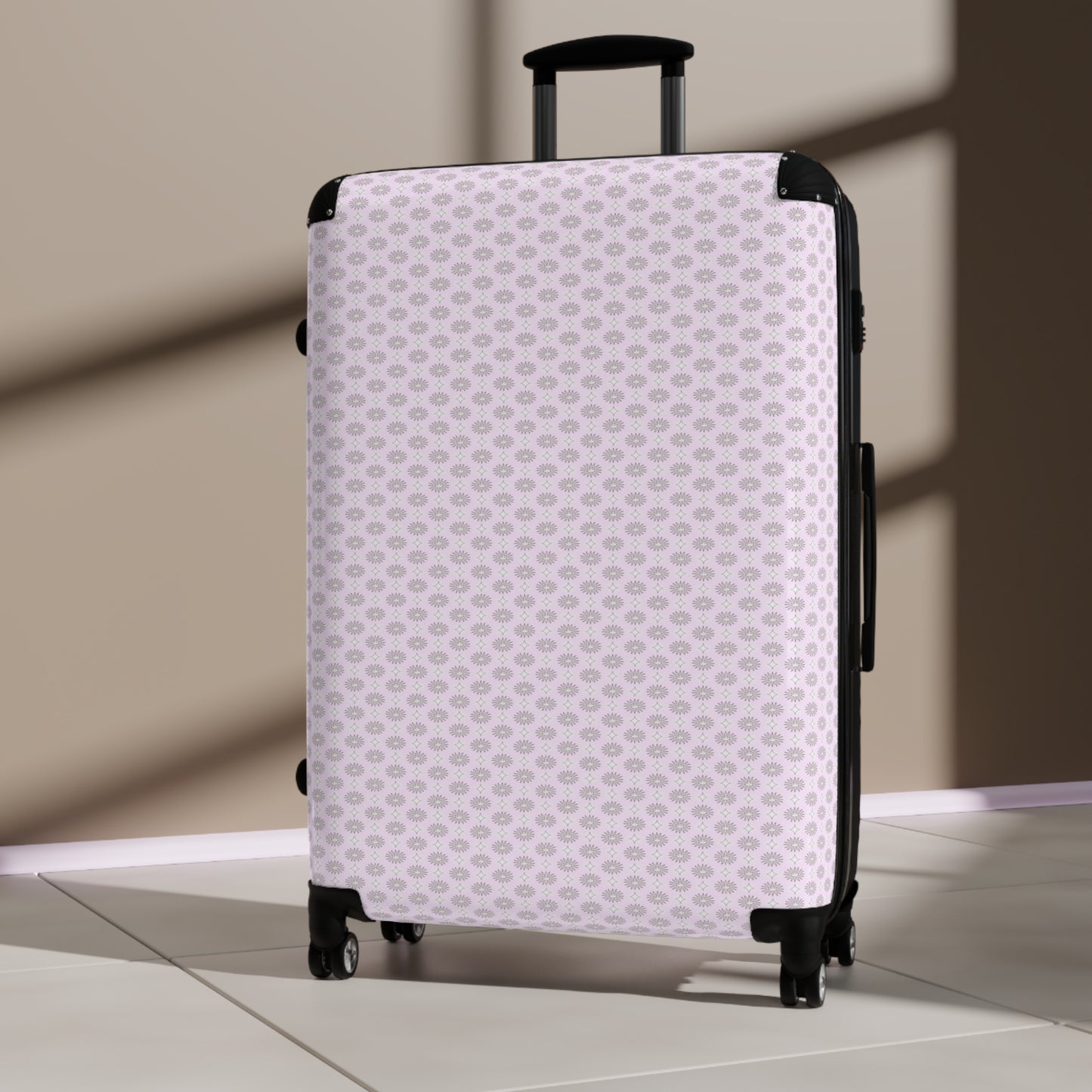 Pink Mornings Star-crossed Bodies Large Suitcase with built in lock, 4 double-wheels, telescopic handle, and ABS back hard-shell