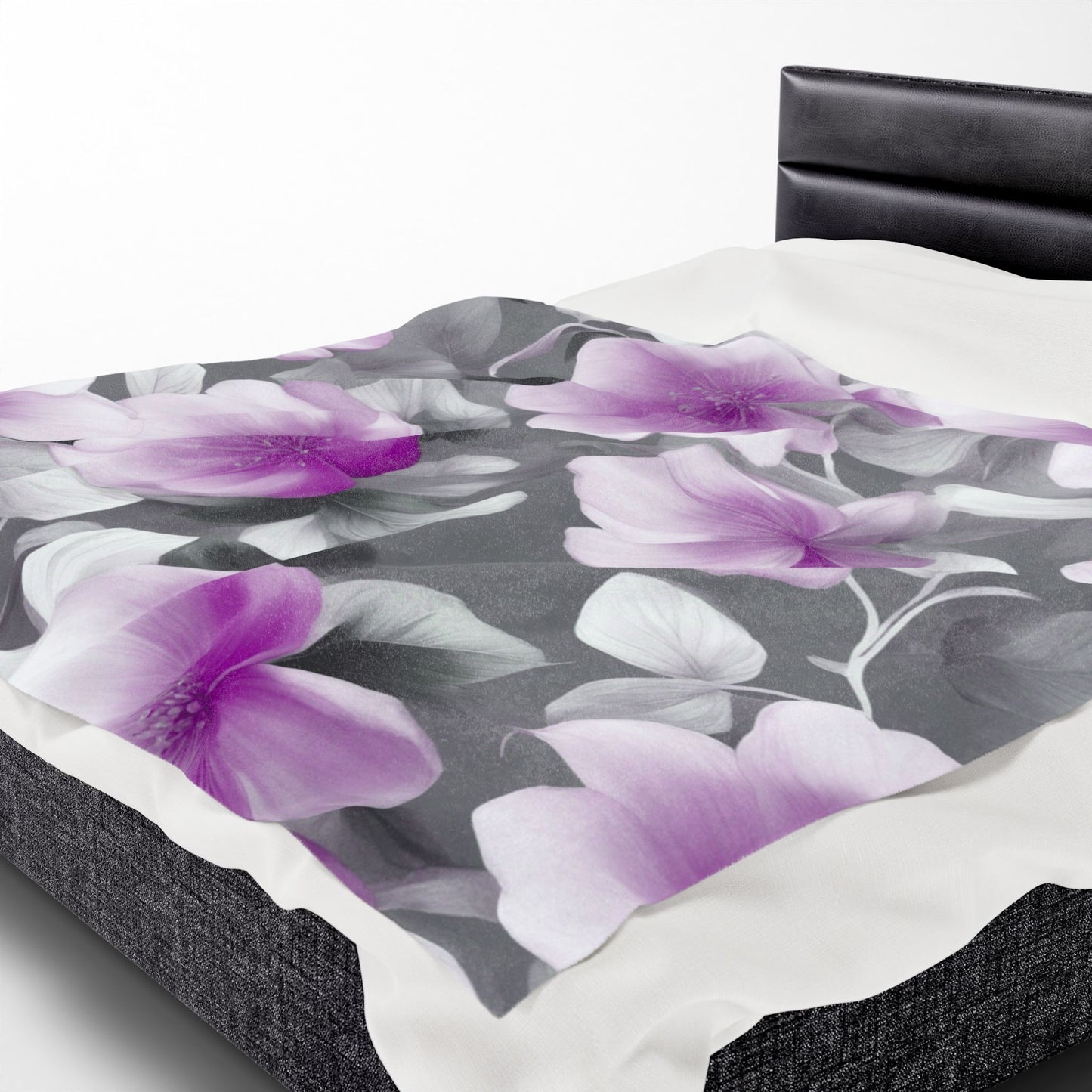 Purple Blossom Floral Bunch Velveteen Plush Blanket, 60" x 80"