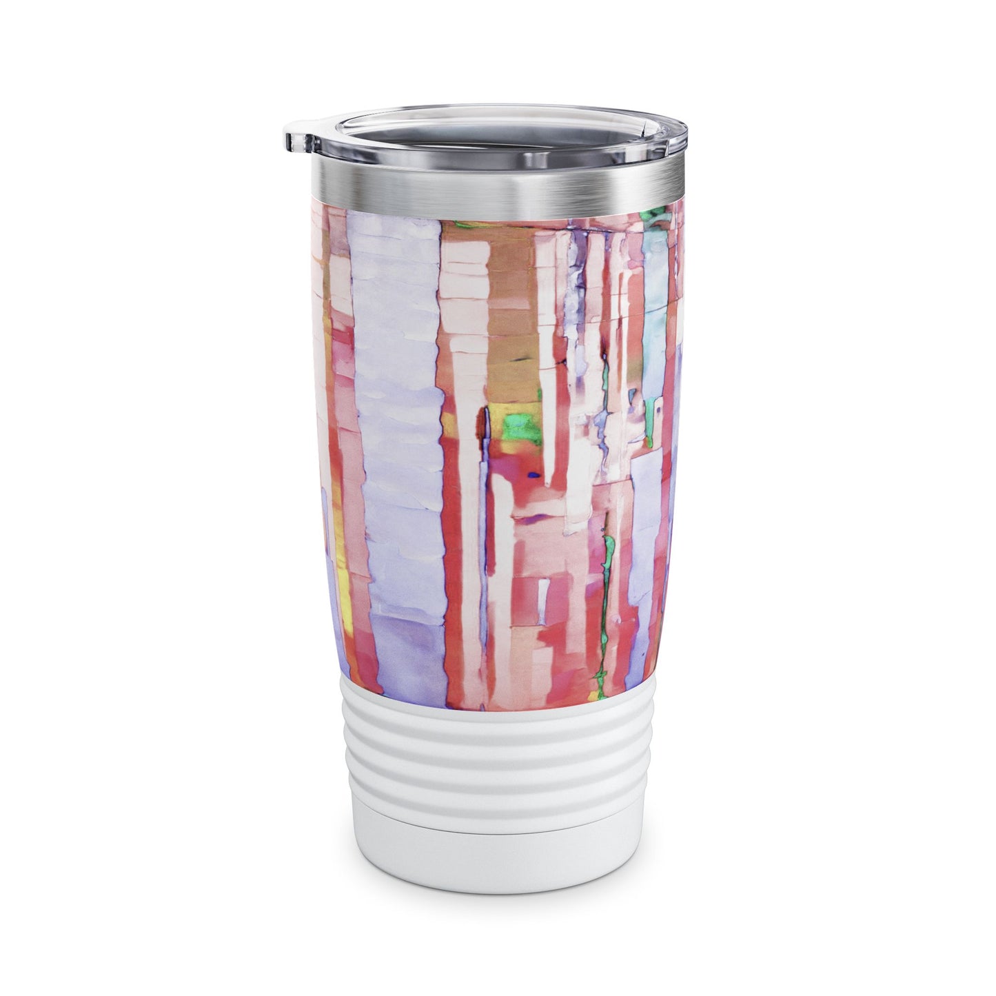 Striped Pastels Ringneck Tumbler, 20oz in white, steel and black