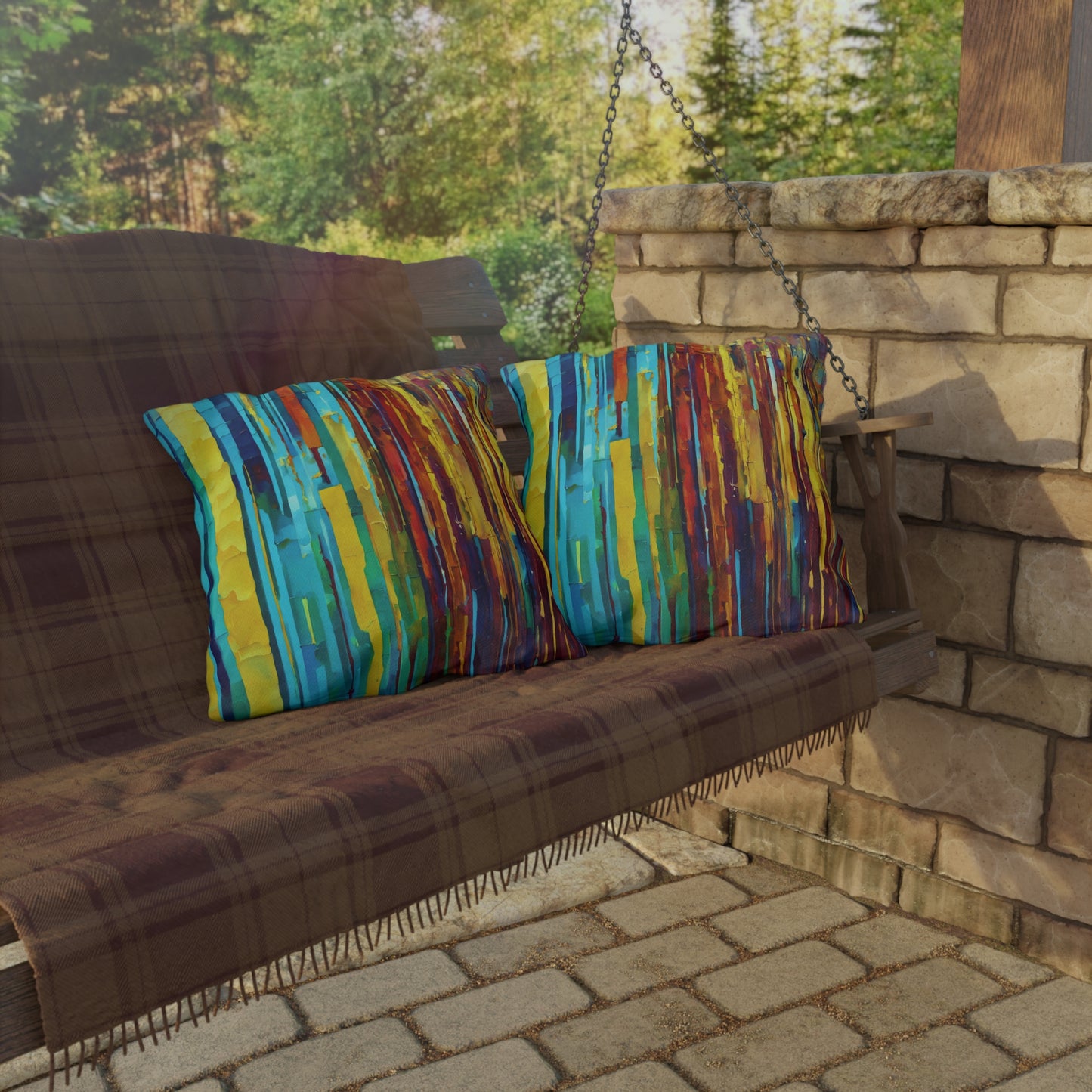 Striped Alpha 20" x 20" Outdoor Pillow