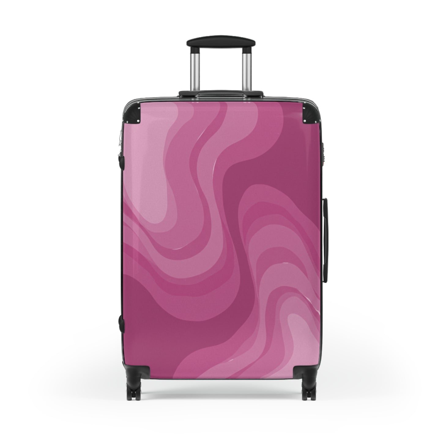 Pinky Mauve Wavey Large Suitcase with built in lock, 4 double-wheels, telescopic handle, and ABS back hard-shell