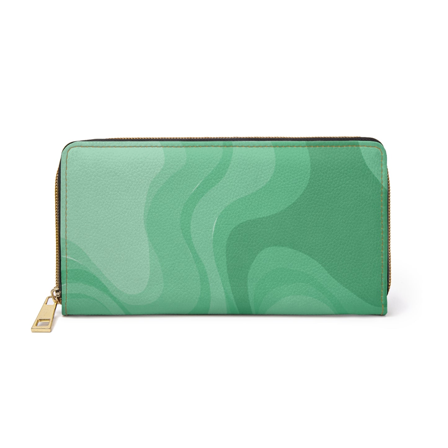 Mint Green Wavey Elegant Abstract Zipper Wallet - Stylish & Functional Accessory for Everyday Use