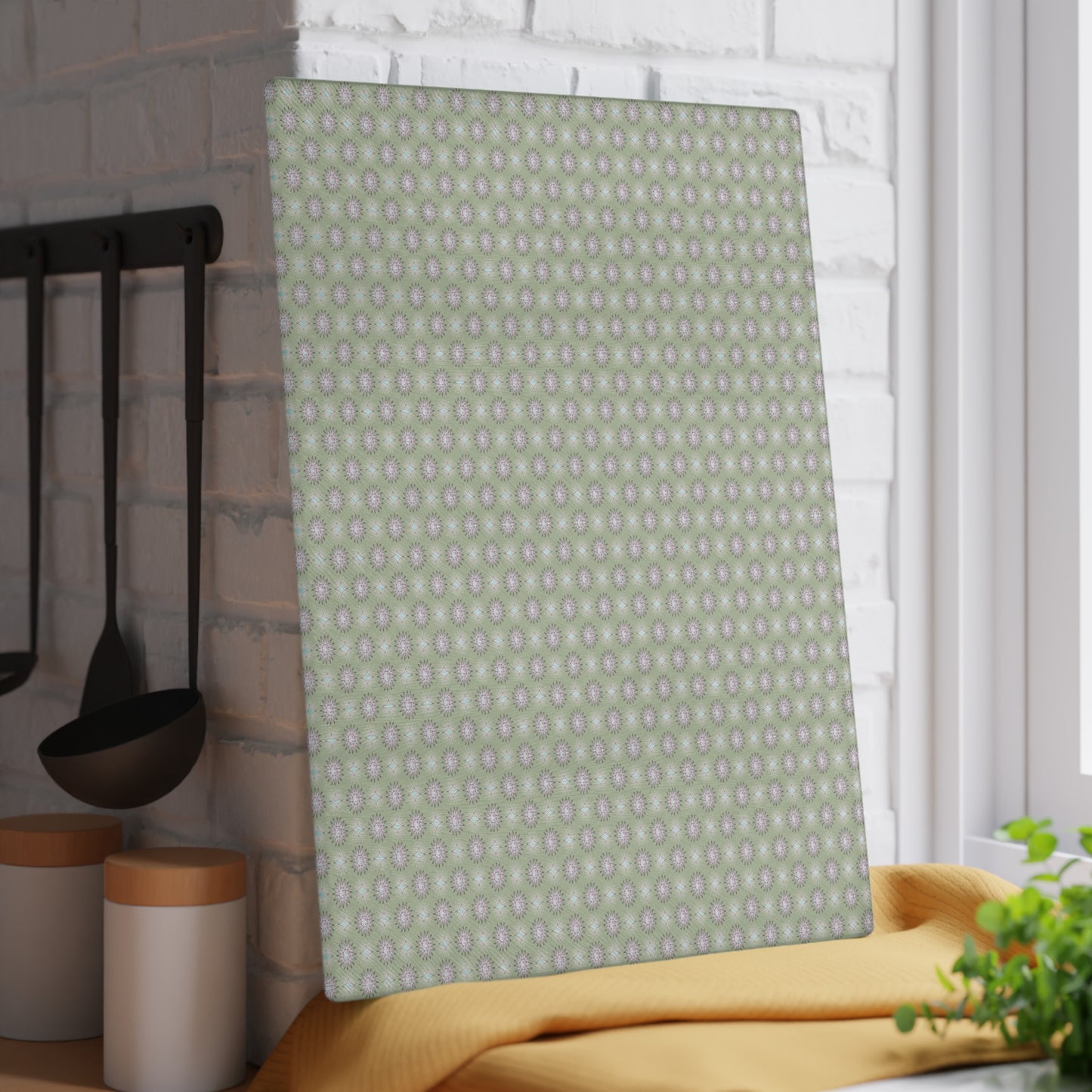 Olive Star-crossed Bodies Glass Cutting Board, 11" x 15"