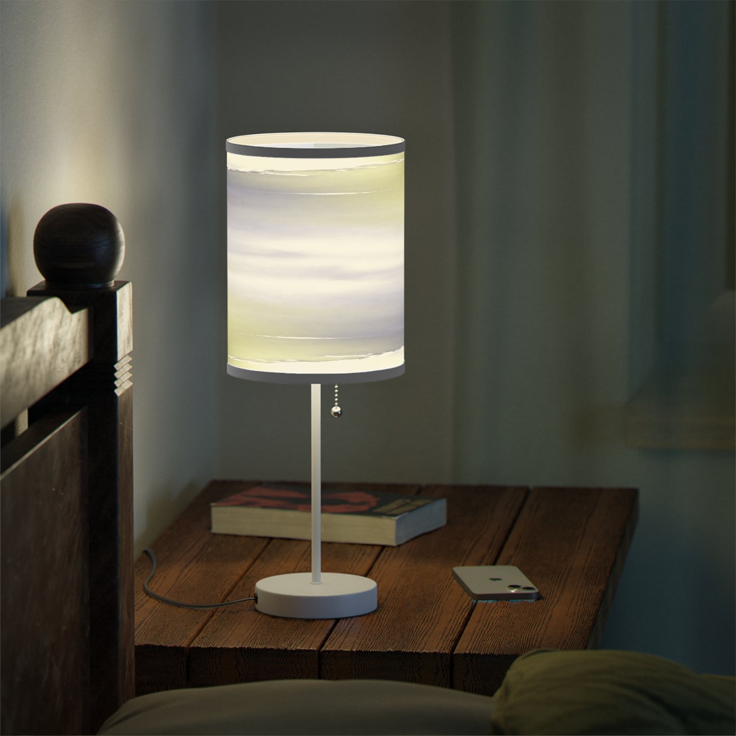 Lavender Sea Golden Fog Table Lamp on a White or Silver Stand, US|CA plug