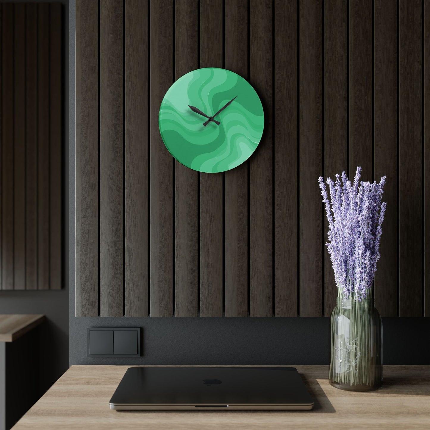 Mint Green Wavey 10.75" x 10.75" Round or Square Acrylic Wall Clock