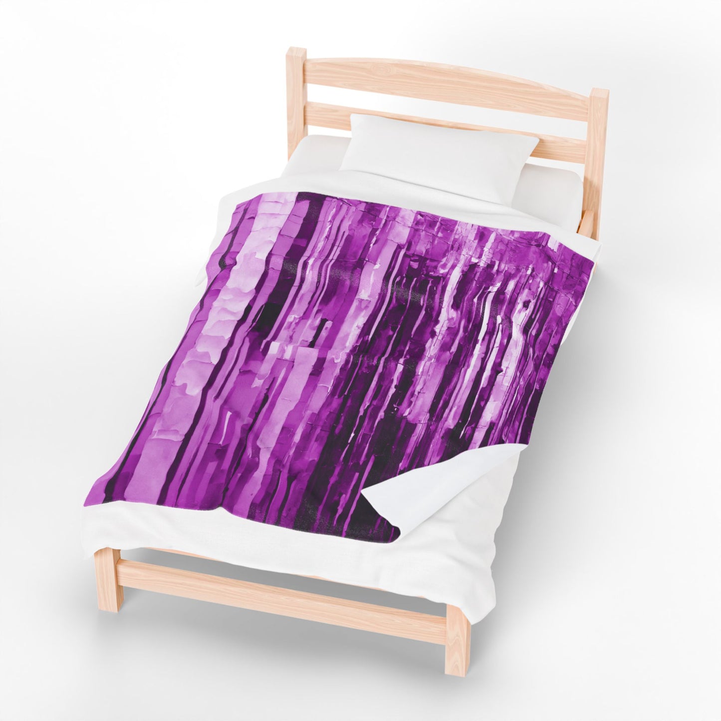 Striped Powder Lavender Velveteen Plush Blanket, 50" x 60"