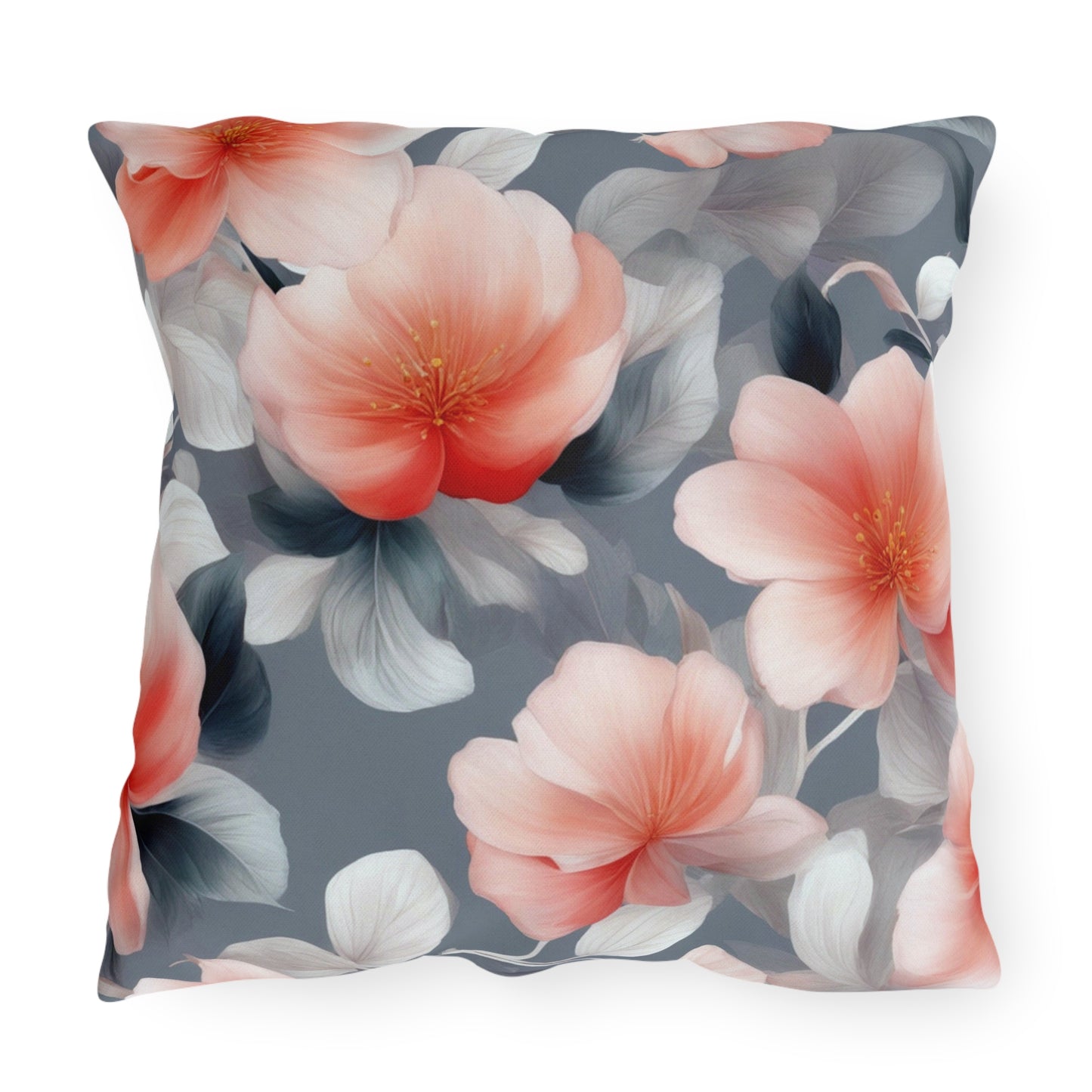 Red Blossom Floral Bunch 20" x 20" Outdoor Pillow