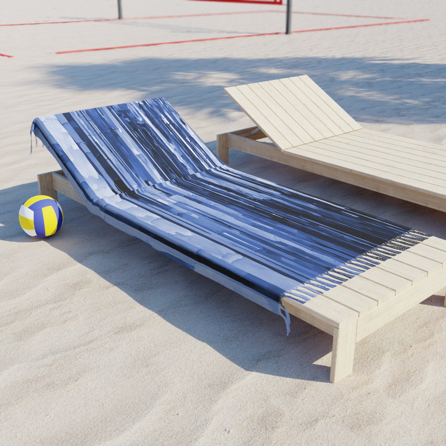 Striped Deep Blue 38" × 81" Boho Beach Cloth