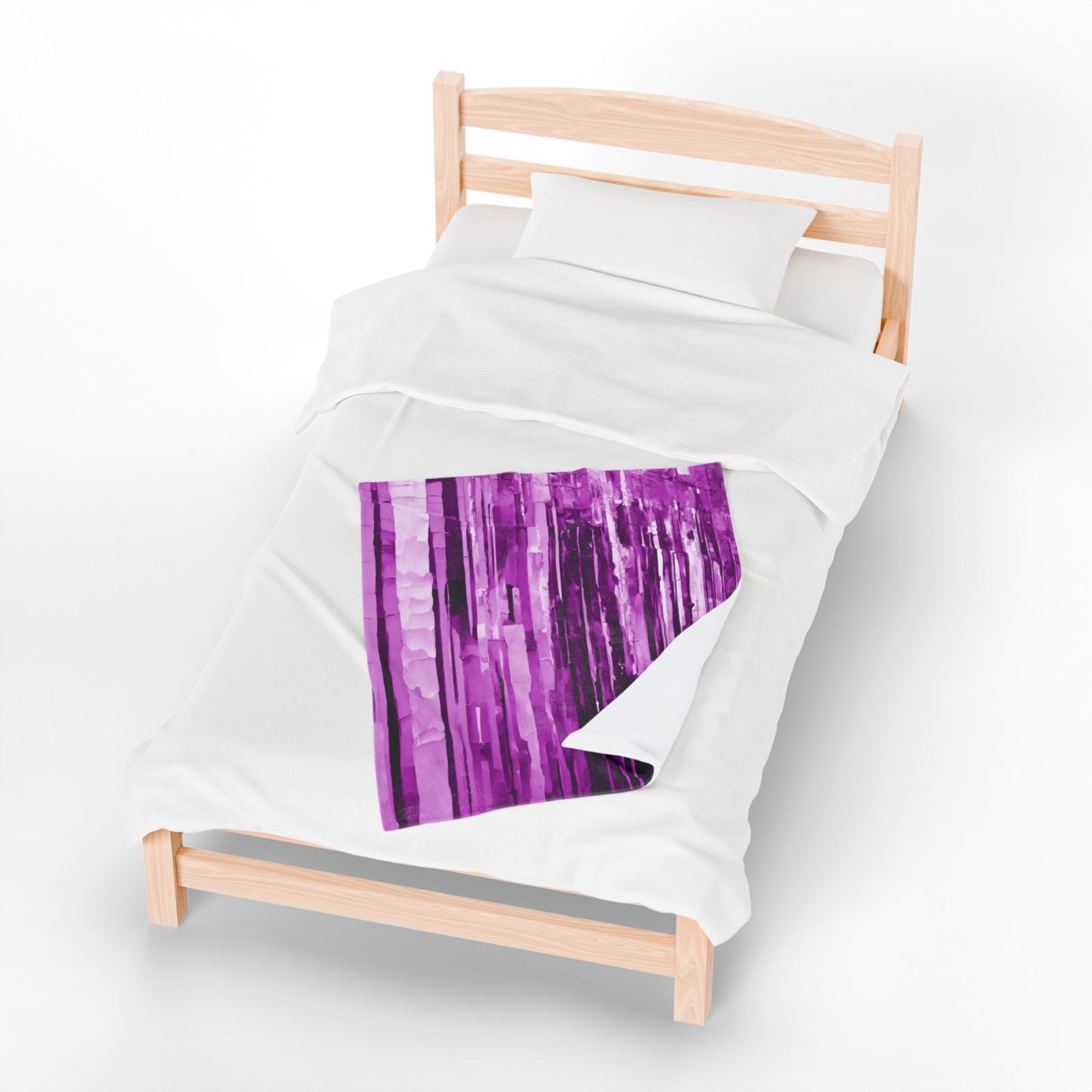 Striped Powder Lavender Velveteen Plush Blanket, 30" x 40"