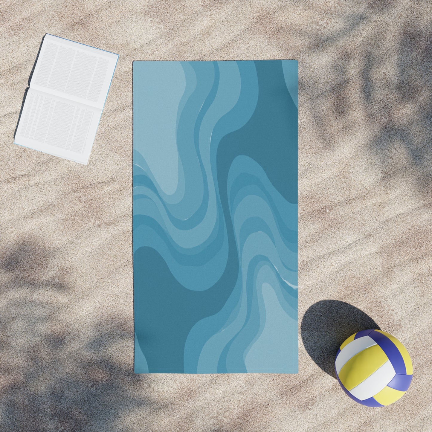 Sky Blue Wavey Beach Towel, 24" x 44"