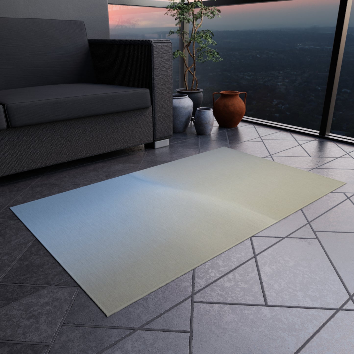 Cobalt Fade Outdoor Rug, 36" x 60"