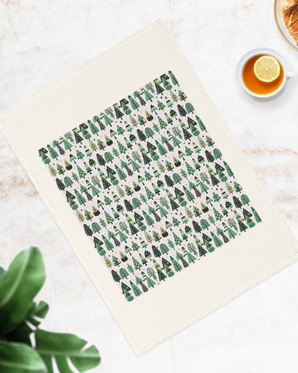 Mini Vintage Green Trees 19.6" x 27.5" Cotton Tea Towel