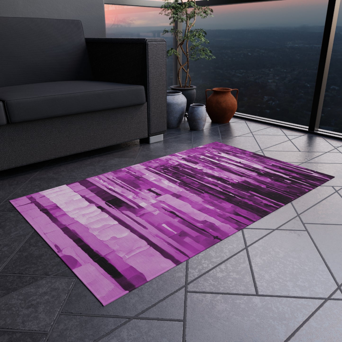 Striped Powder Lavender 36" x 60" Outdoor Rug