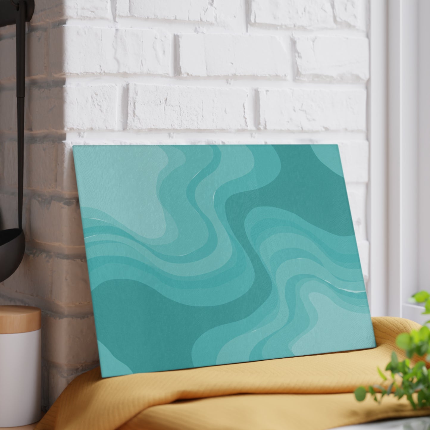 Tif Green Wavey 8" x 11" Glass Cutting Board